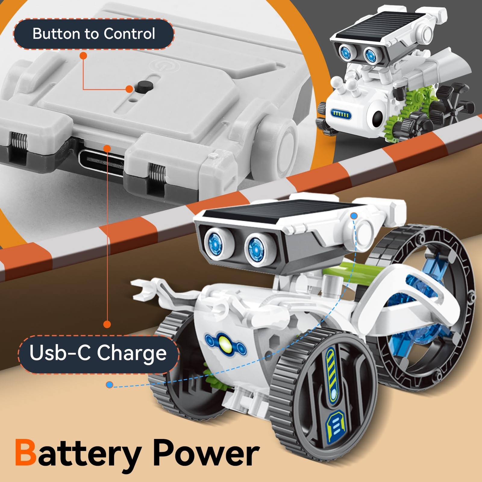 Jiakora 12-in-1 STEM Robot Kit Toys for Kids 8-12 9 x 11 x 3 inches, White