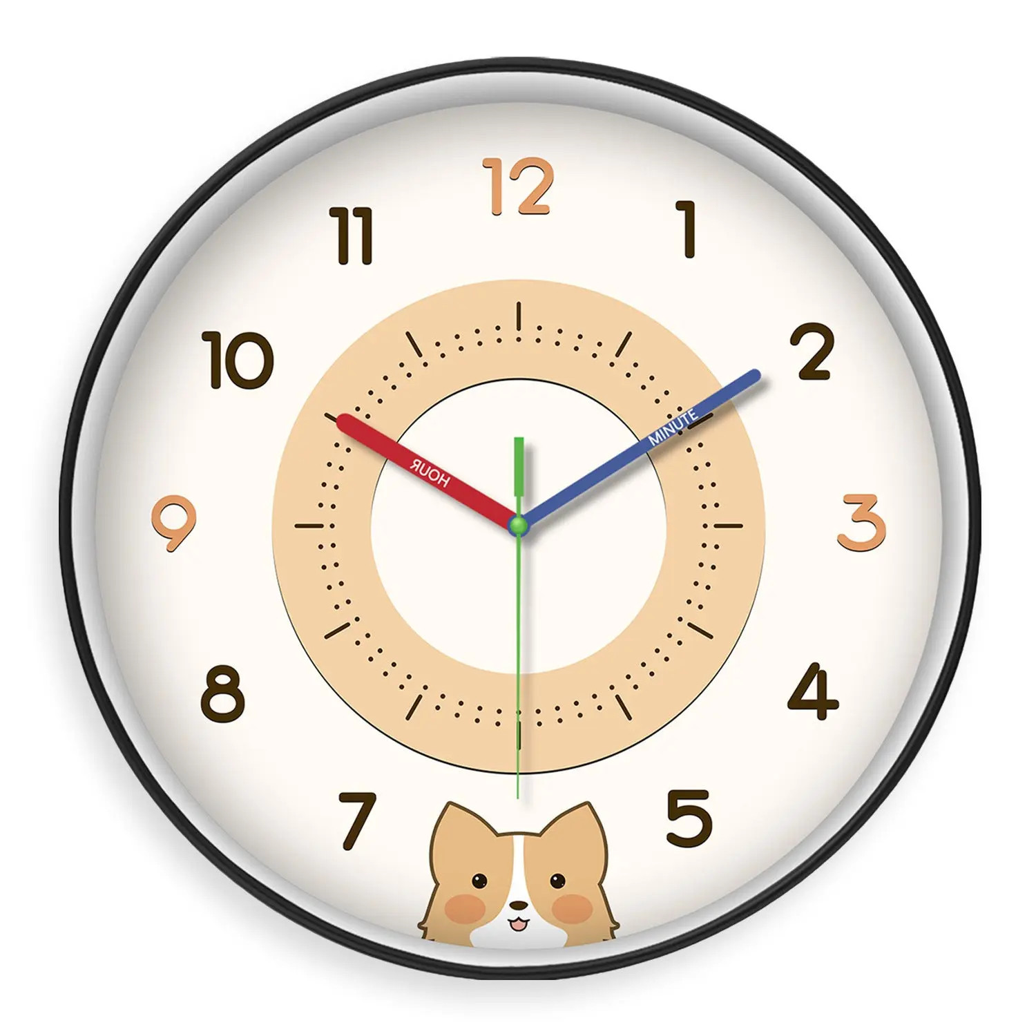 Rainbow Silent Wall Clock Modern Quartz Educational Clock for Kids & Home |