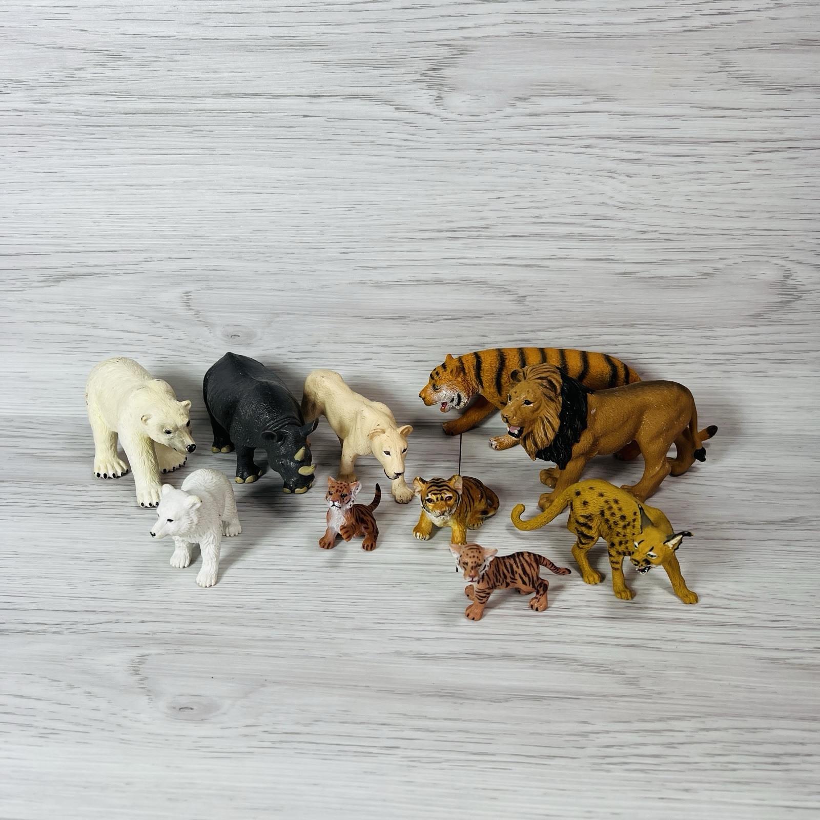 Safari Ltd Animal Lot Lion Lioness Toy Rhinoceros Polar Bear Tiger Lynx Baby Cub