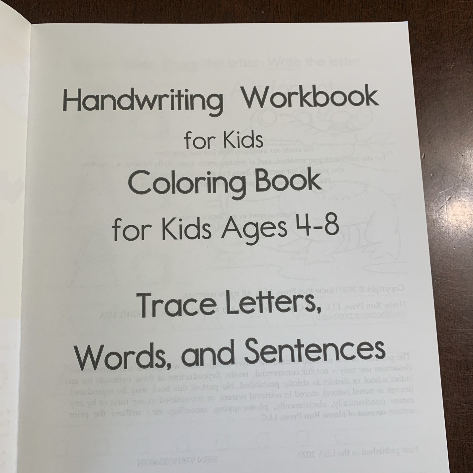 Handwriting Workbook Ages 4-8: Trace Letters Words Sentences Coloring