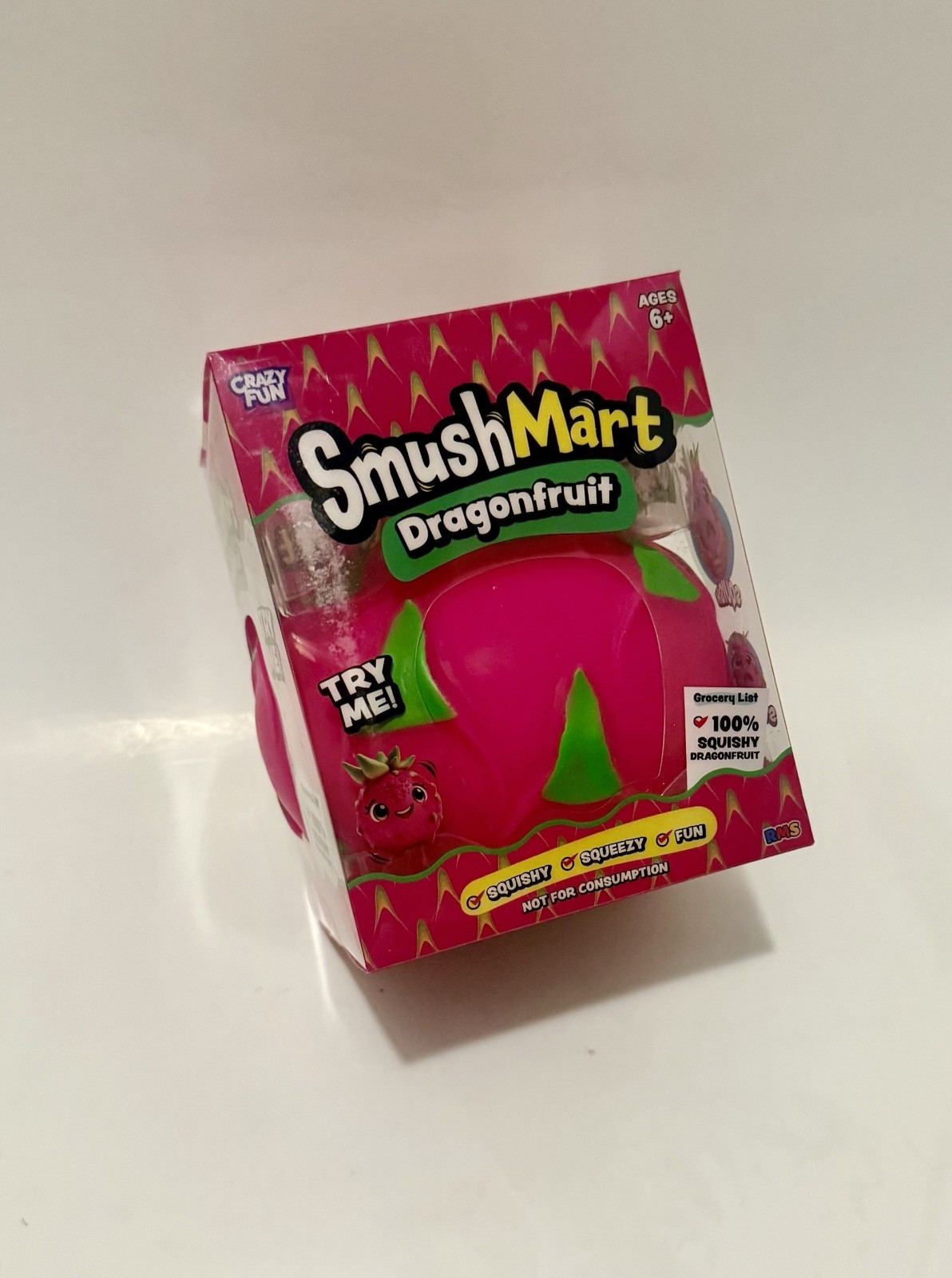 SmushMart Dragonfruit Squishy Squeezy Squeeze Toy Pink Green Ages 6+