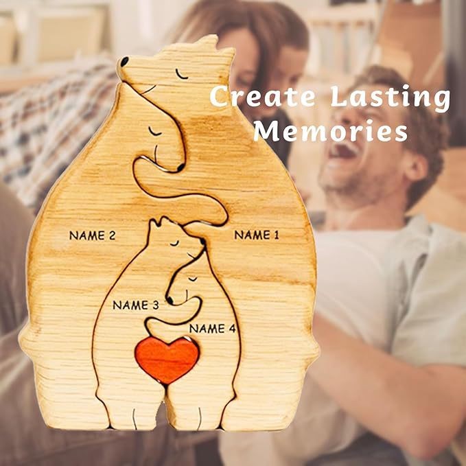 Personalized Bear Family Wooden Puzzle Toy Family Of Bears, Educational Toy DIY