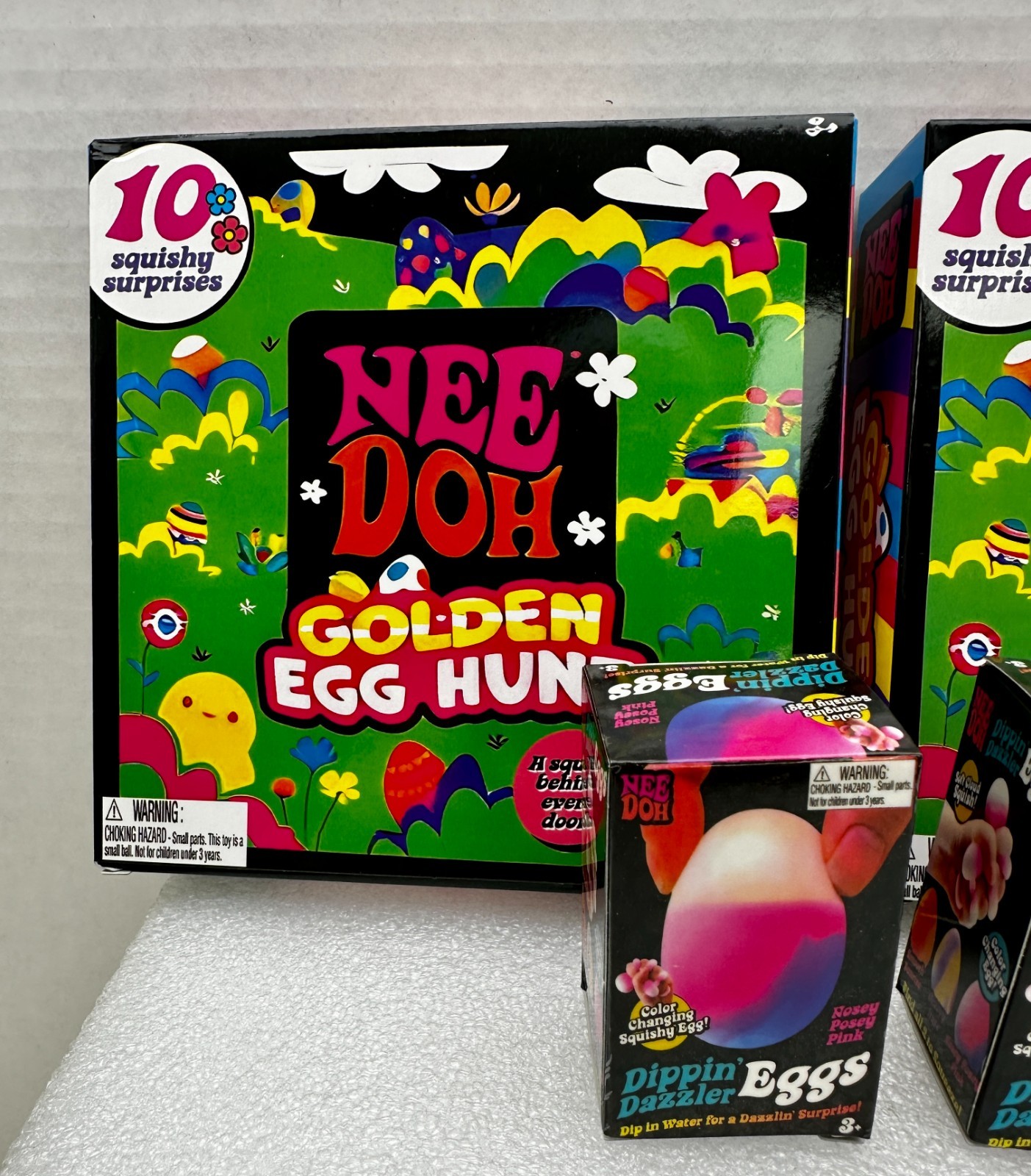 x2 Nee Doh Golden Egg Hunt 10 Squishy Squeezable Surprises
