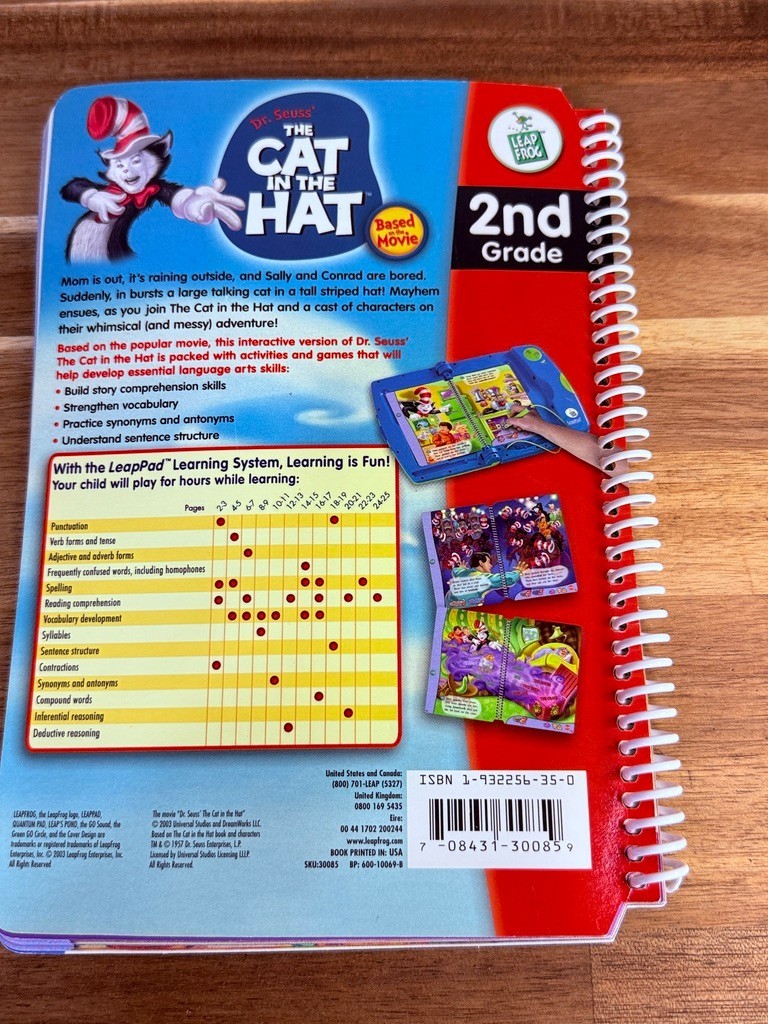 LeapFrog LeapPad Cat in the Hat 2nd Grade Reading Book Cartridge Dr Seuss