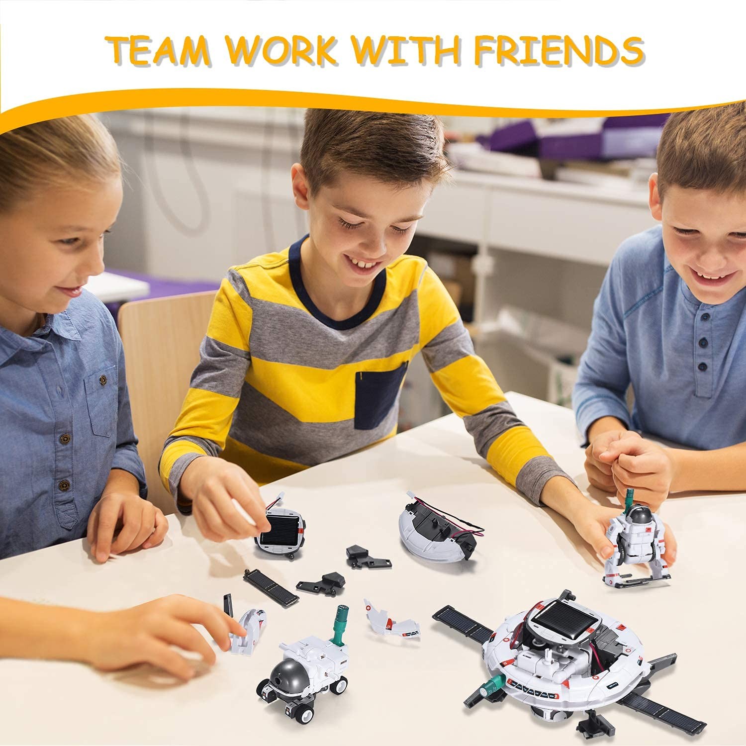 AESGOGO STEM Projects for Kids Ages 8-12, Solar Robot Toys Small, White