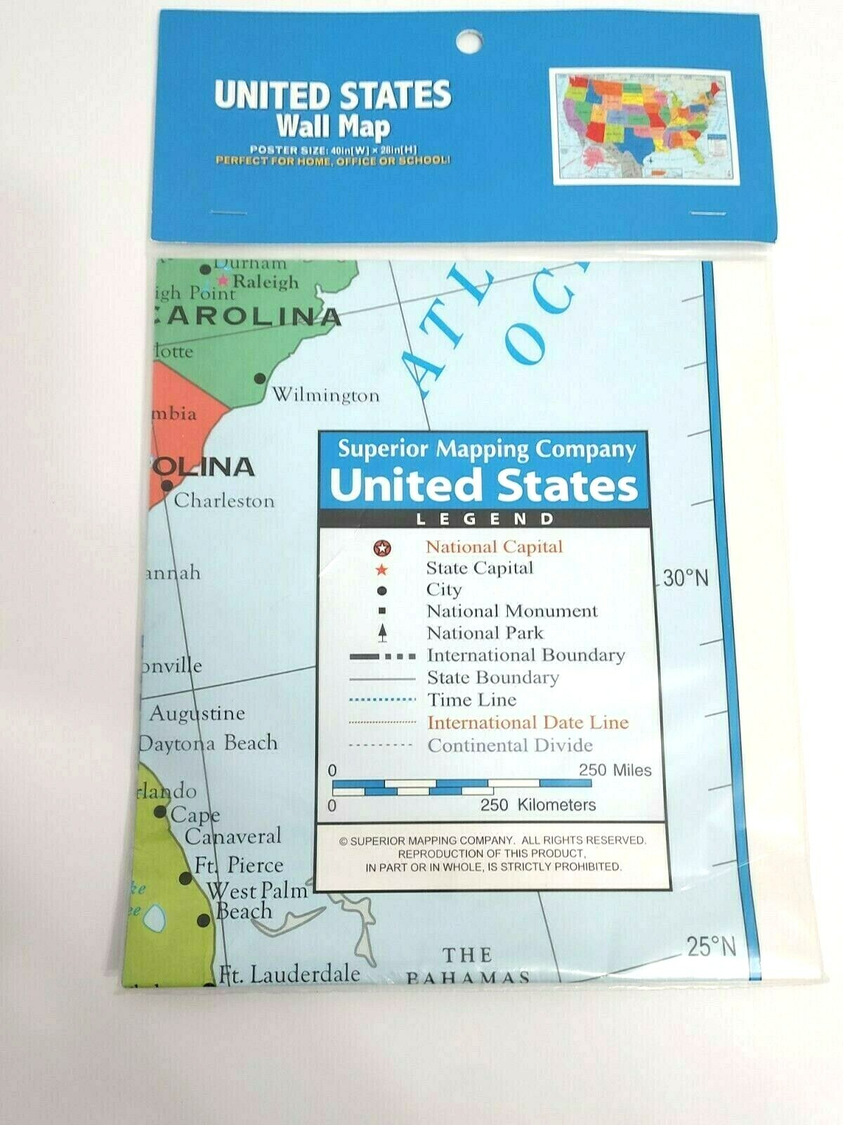 Map US Educational Map Large United States Wall Map, Poster Size 40″x28″