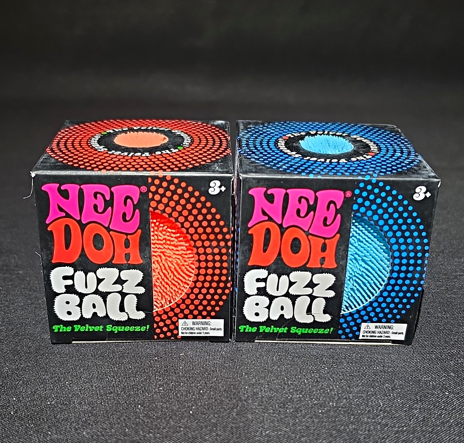Nee Doh Fuzz Ball Velvet Squeeze Toy. Lot Of 2