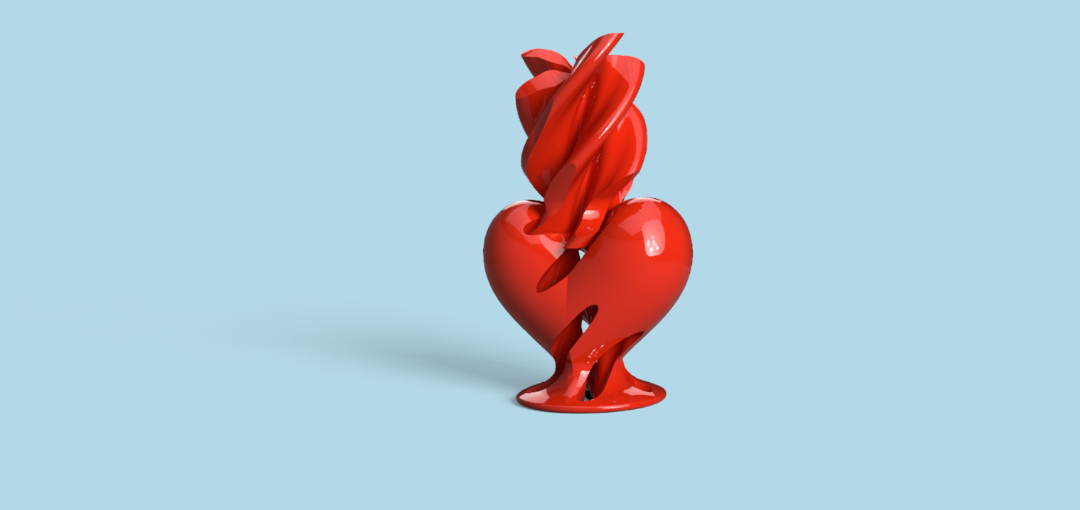 Fidget Toy Red vortex heart 3D Printed for Valentines Day 2.61 H x 2.5 inches W.
