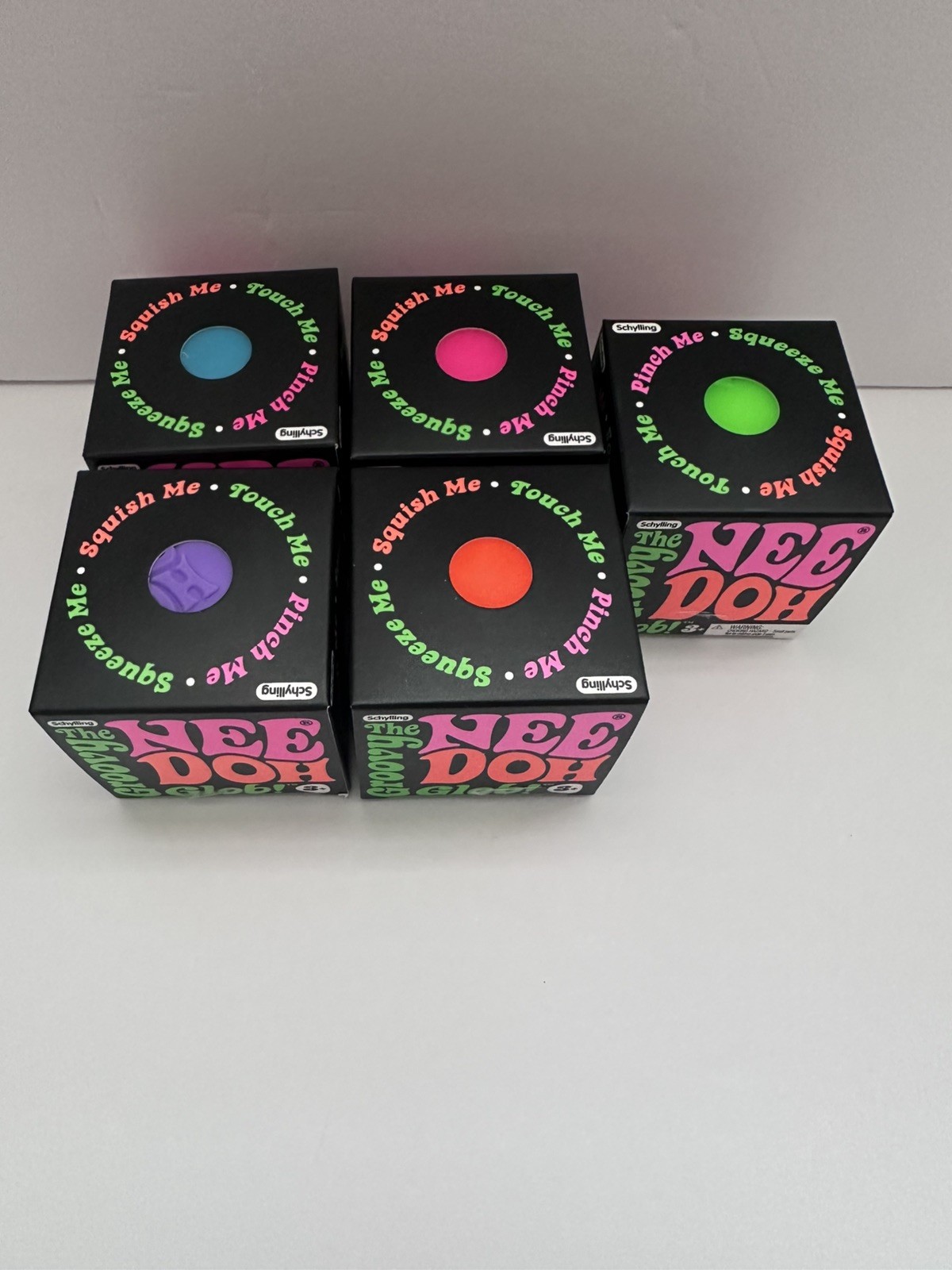 Nee Doh NeeDoh- Groovy Glob- New- Lot of 5- Authentic- Blue Purple Pink Green