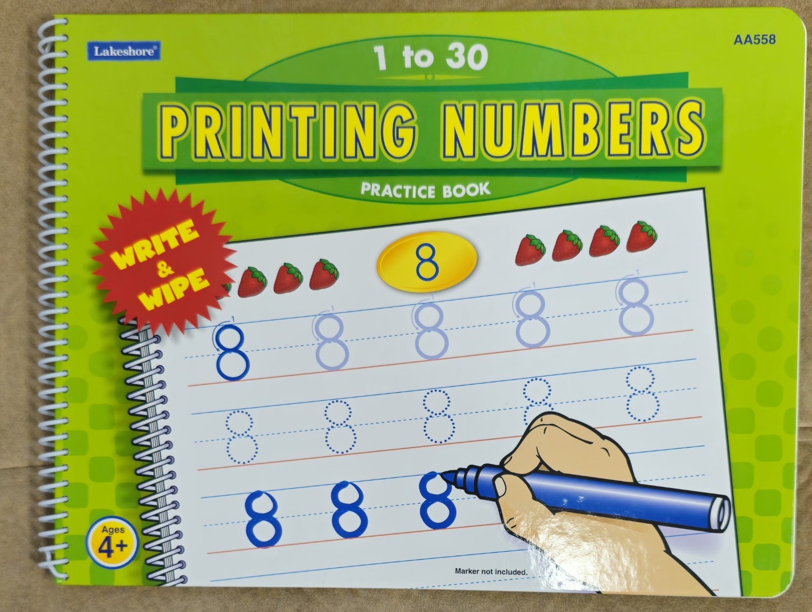 Lakeshore Write & Wipe Uppercase Printing Letters Practice Book AA555, Age 4+