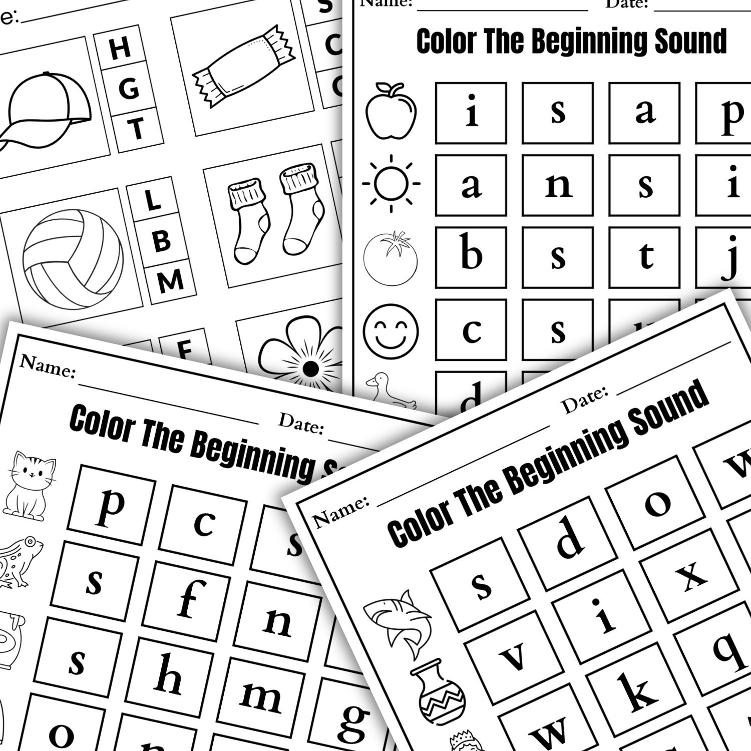Beginning Sounds & Alphabet Worksheets Bundle | Printable