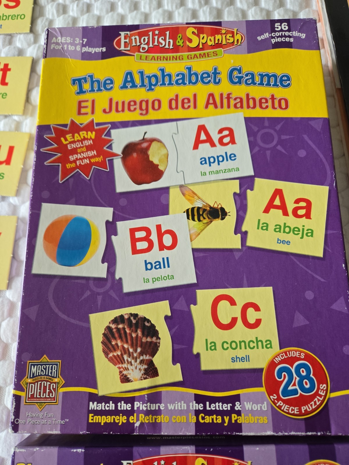 Masterpieces Bilingual English Spanish Match Learning game PUZZLE Complete