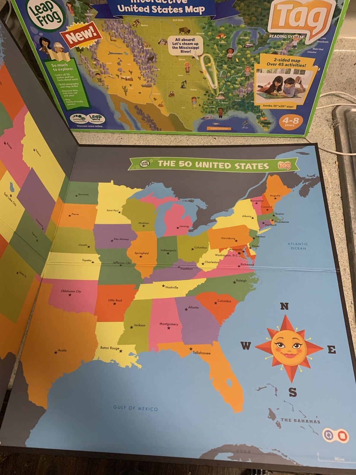LEAP FROG INTERACTIVE UNITED STATES MAP TAG READING SYSTEM 2 SIDED MAP