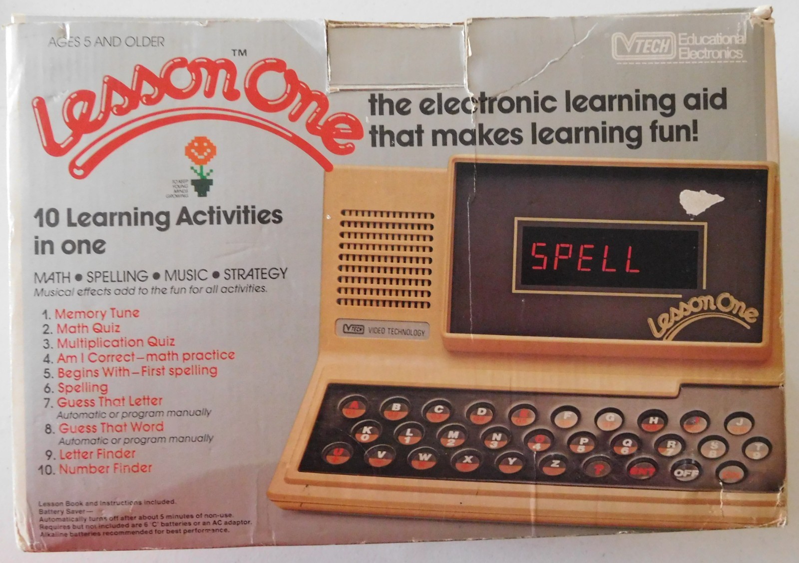 Vintage 1981 VTech Lesson One Electronic Learning Aid WORKING w/ Box Manual