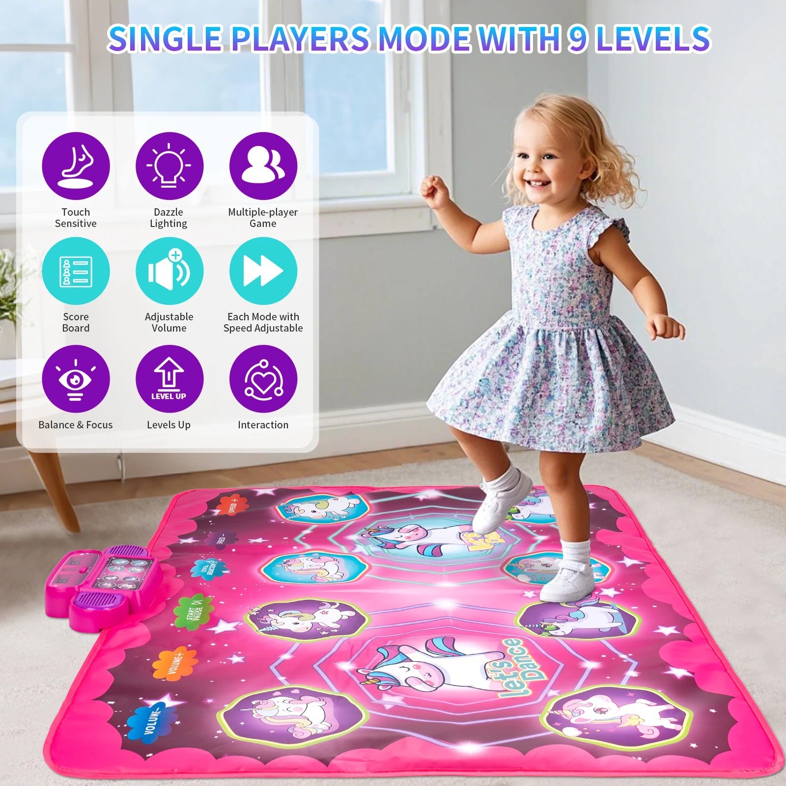Kids Electronic Dance Mat with 9 Levels Educational Toys Double Players