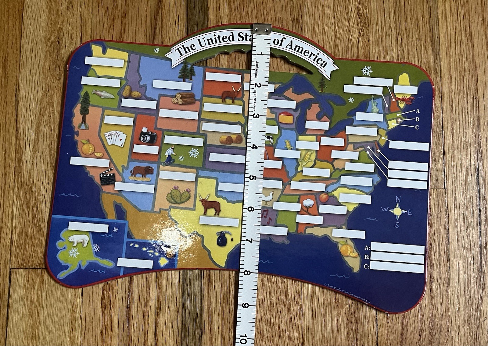 Publications International USA Map License Plate Learning Board Puzzle, 2010