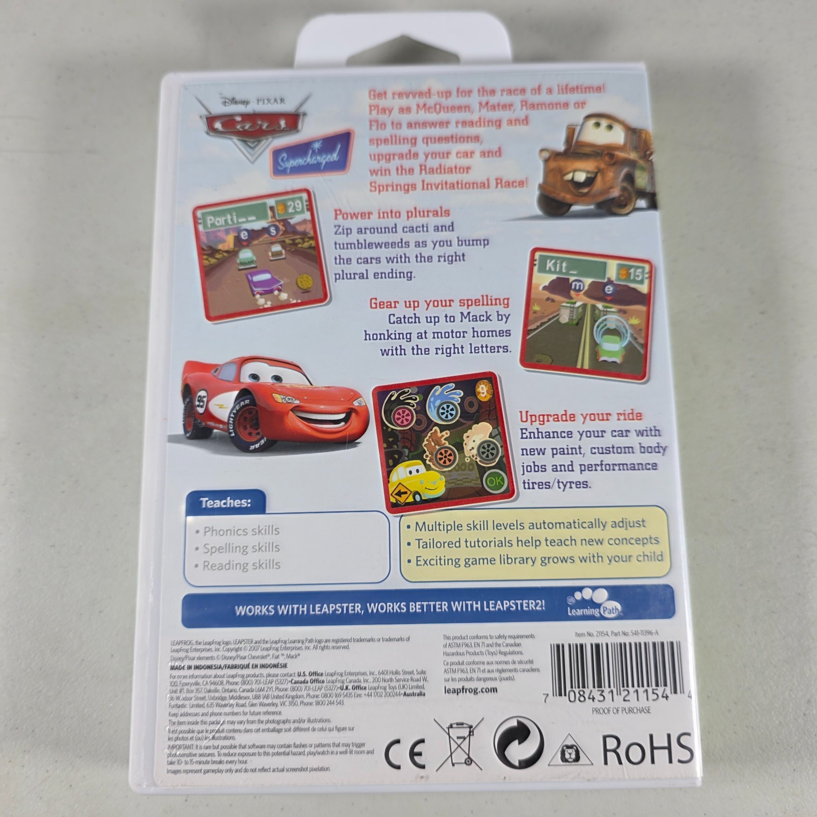 LeapFrog Leapster Learning Game Disney Pixar Cars Supercharged K-1st Case Tested