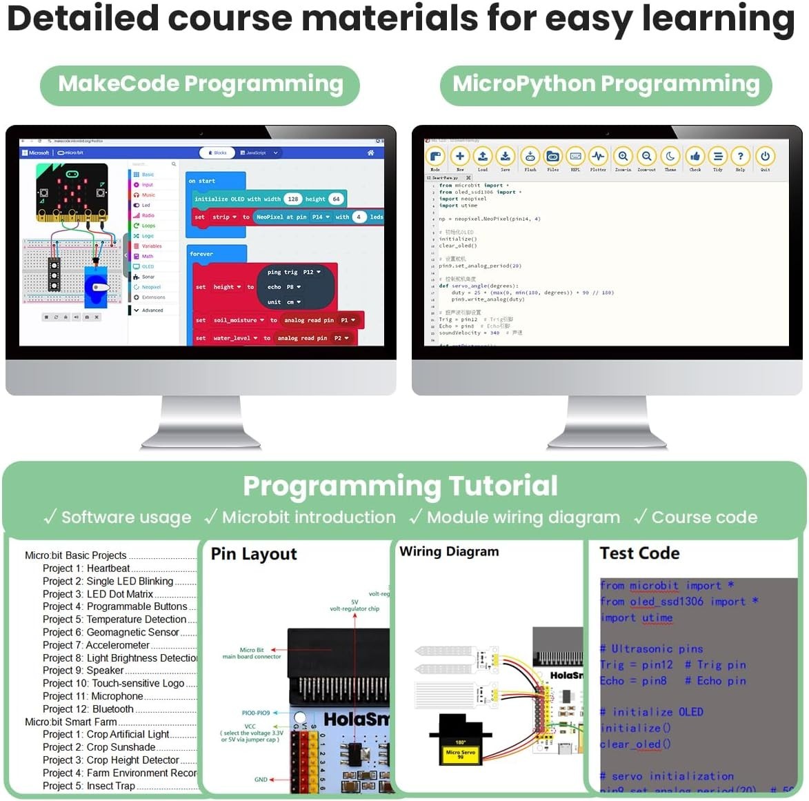 HolaSmart Smart Farm Learning Kit BBC micro:bit V2 Board STEM Coding 16 Projects