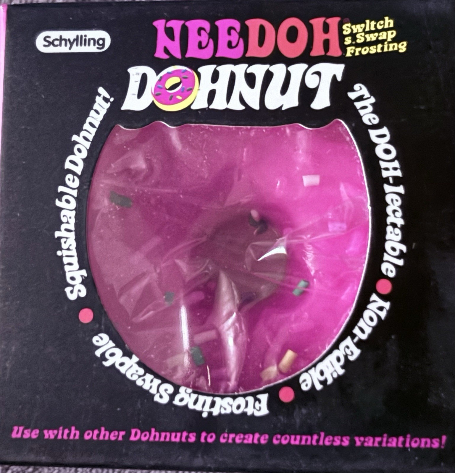 Schylling NeeDoh Donut Pink Sprinkle Nee Doh Swapable Authentic Dohnut