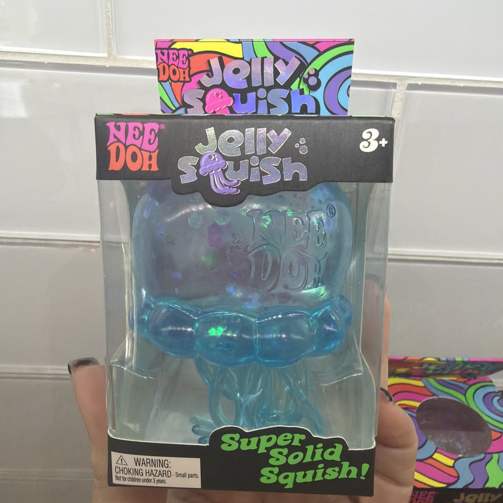 BLUE NeeDoh JELLY SQUISH Sparkle Jellyfish Stress Toy Squishy Squeeze NEE DOH