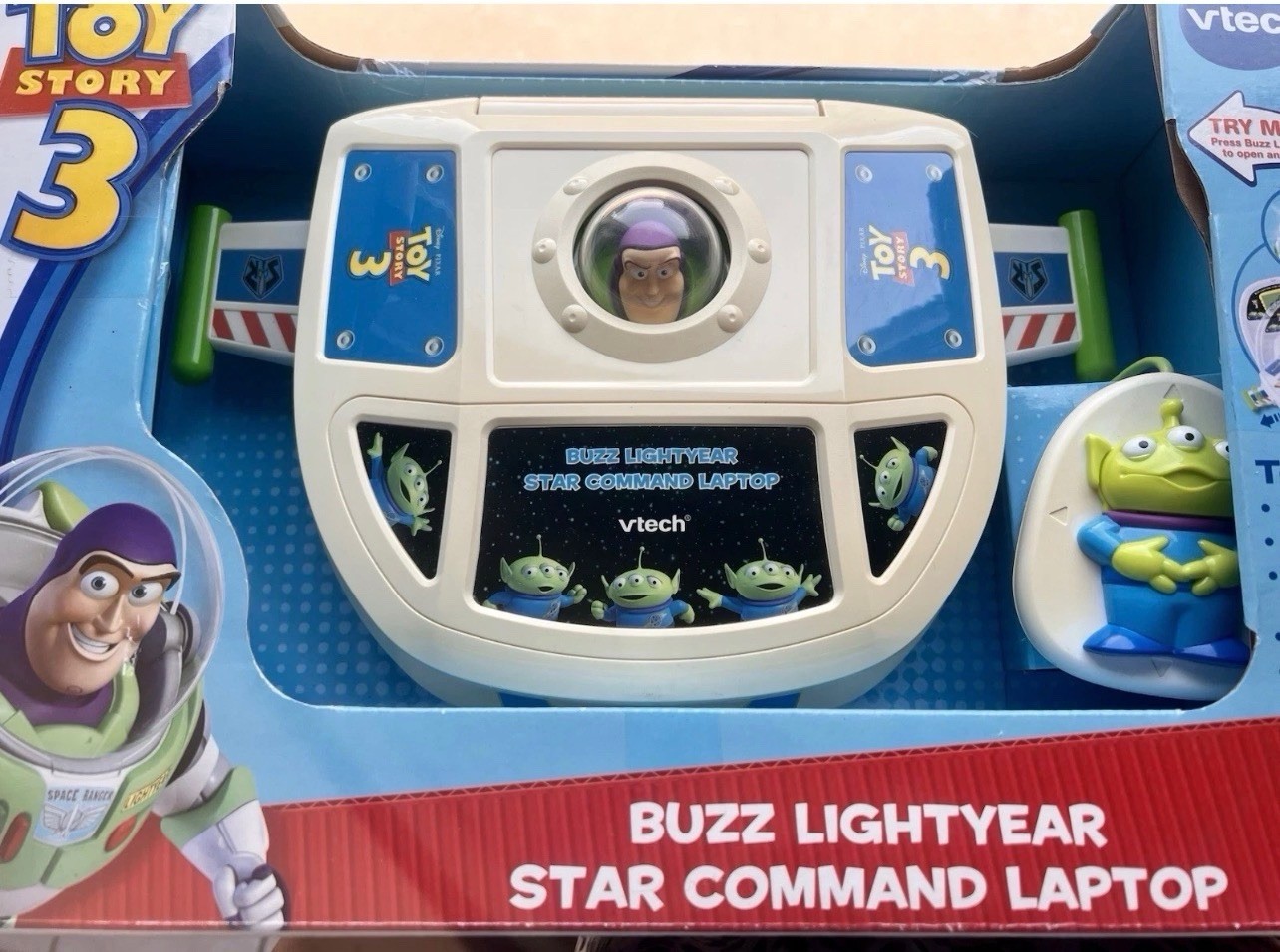 Vtg VTech Disney Toy Story 3 Buzz Lightyear Star Command Laptop Works