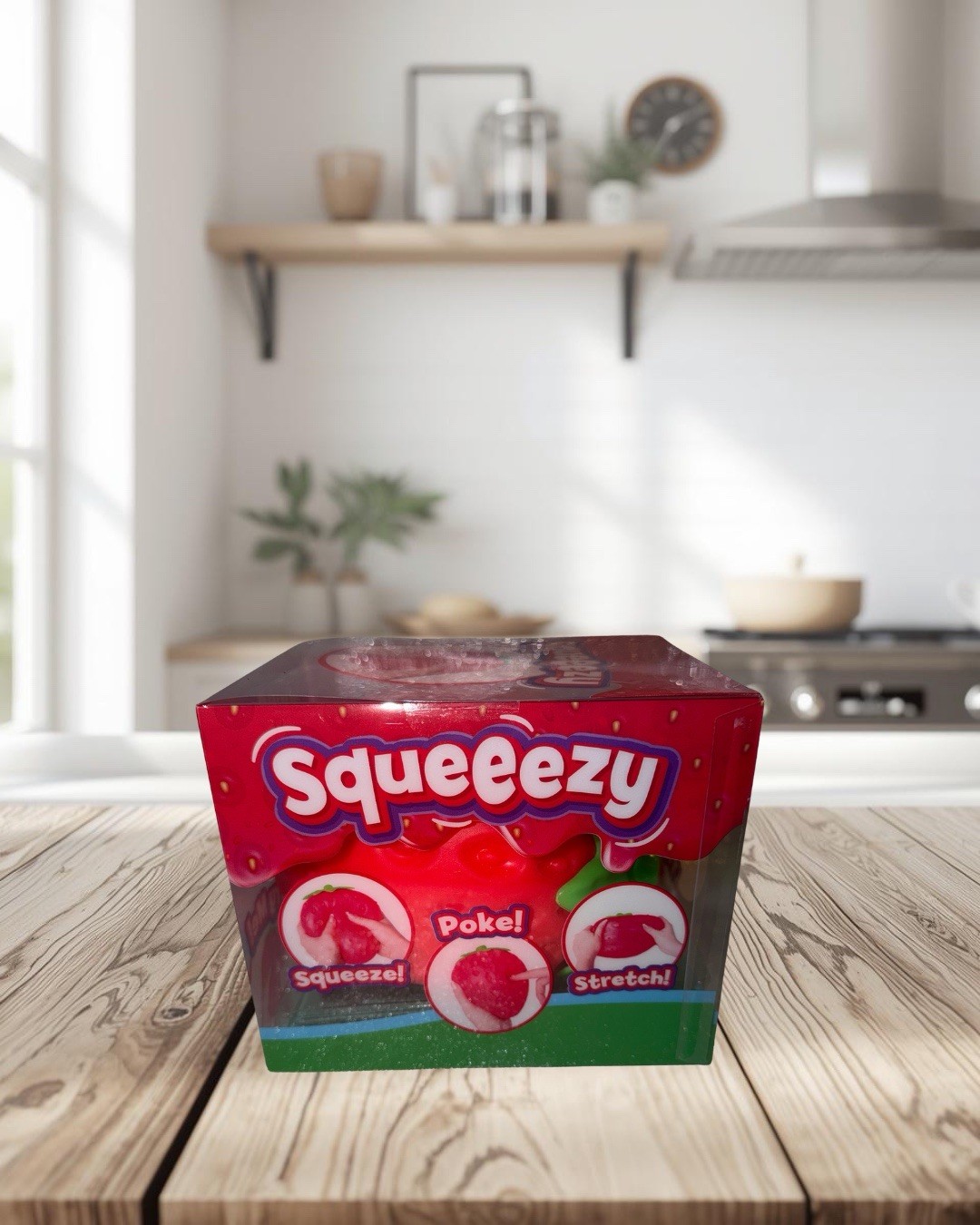 Sunny Days Jumbo Squeezy Strawberry Squishy Sensory & 4 Piece Gummy GumDrops Set