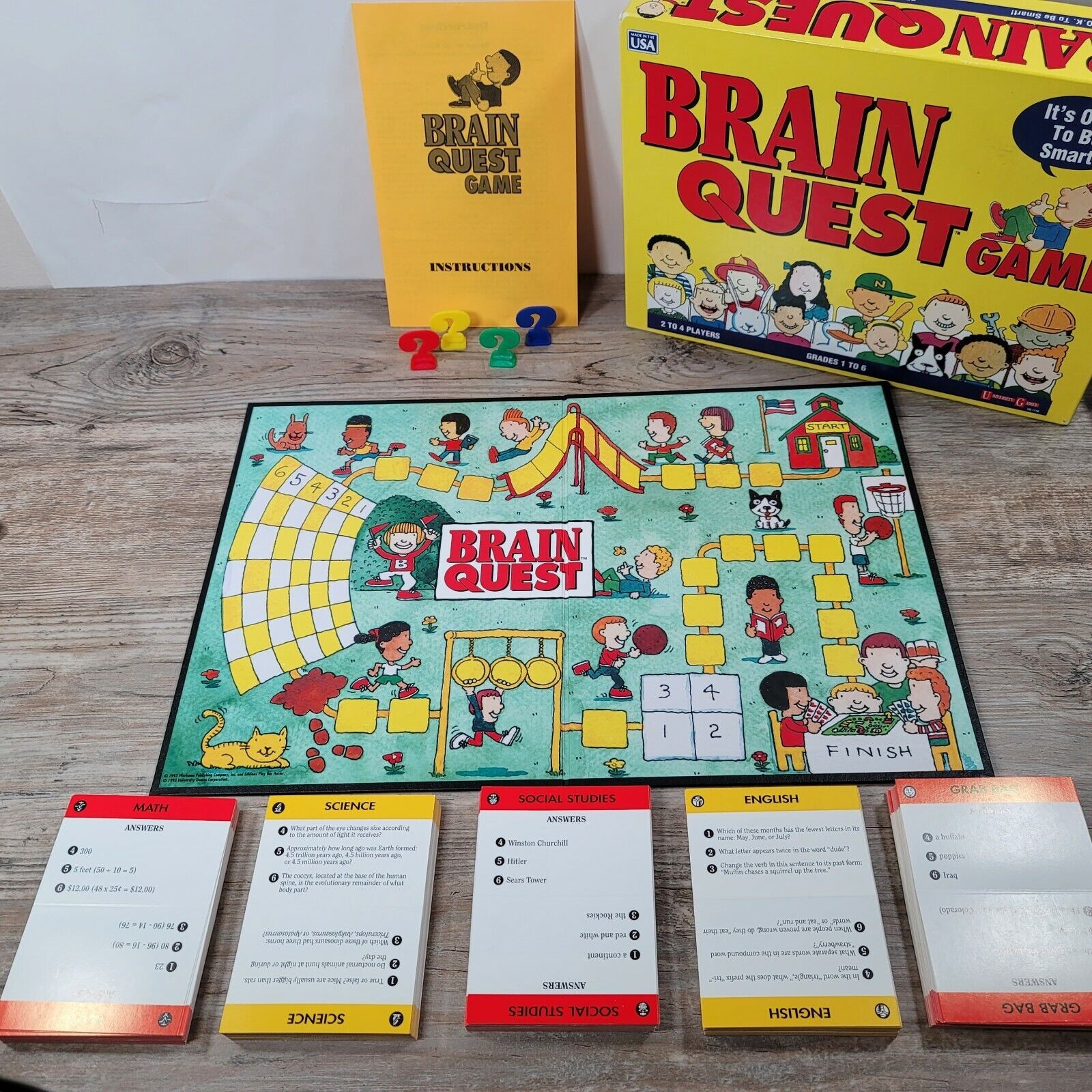 Brain Quest 90’s Game Grade 1-6 + Ask Me Trivia Math Science Social Studies Read