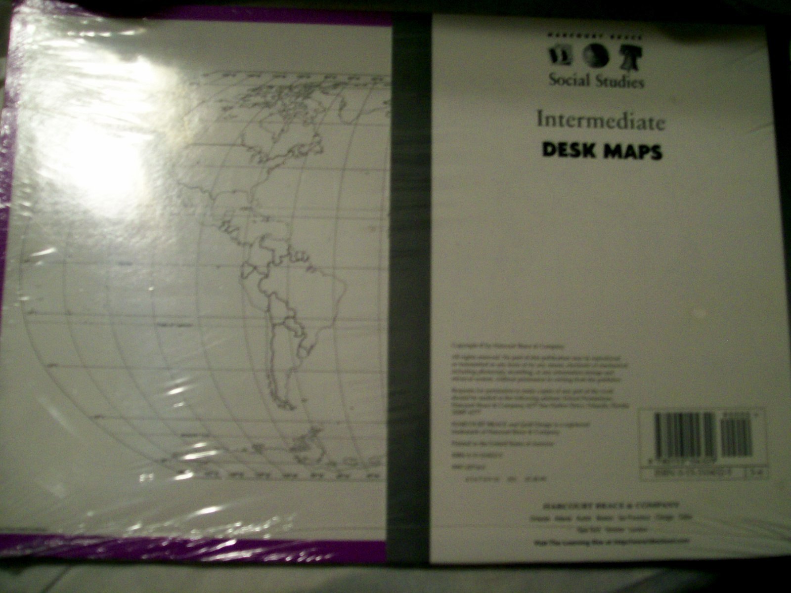 Harcourt Brace Social Studies Intermediate Desk Maps Grades 3-6 BRAND NEW!!!!