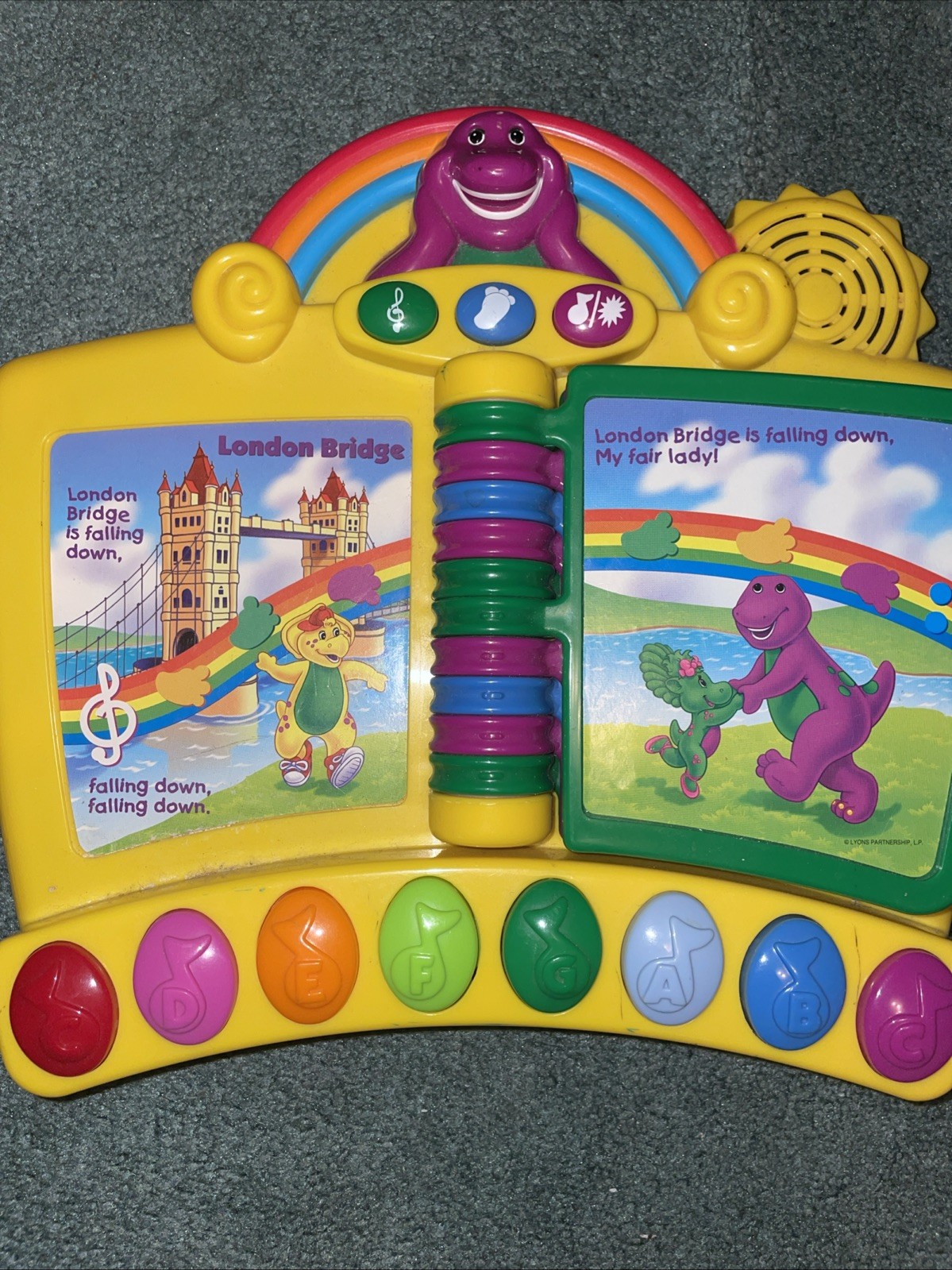 Vintage Barney Musical Nursery Rhymes Piano Book Electronic Interactive Toy