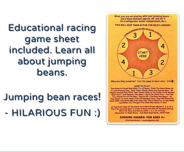 15 Mexican Jumping Beans. 3 Cases With 5 Beans In Each Case & Racing Game