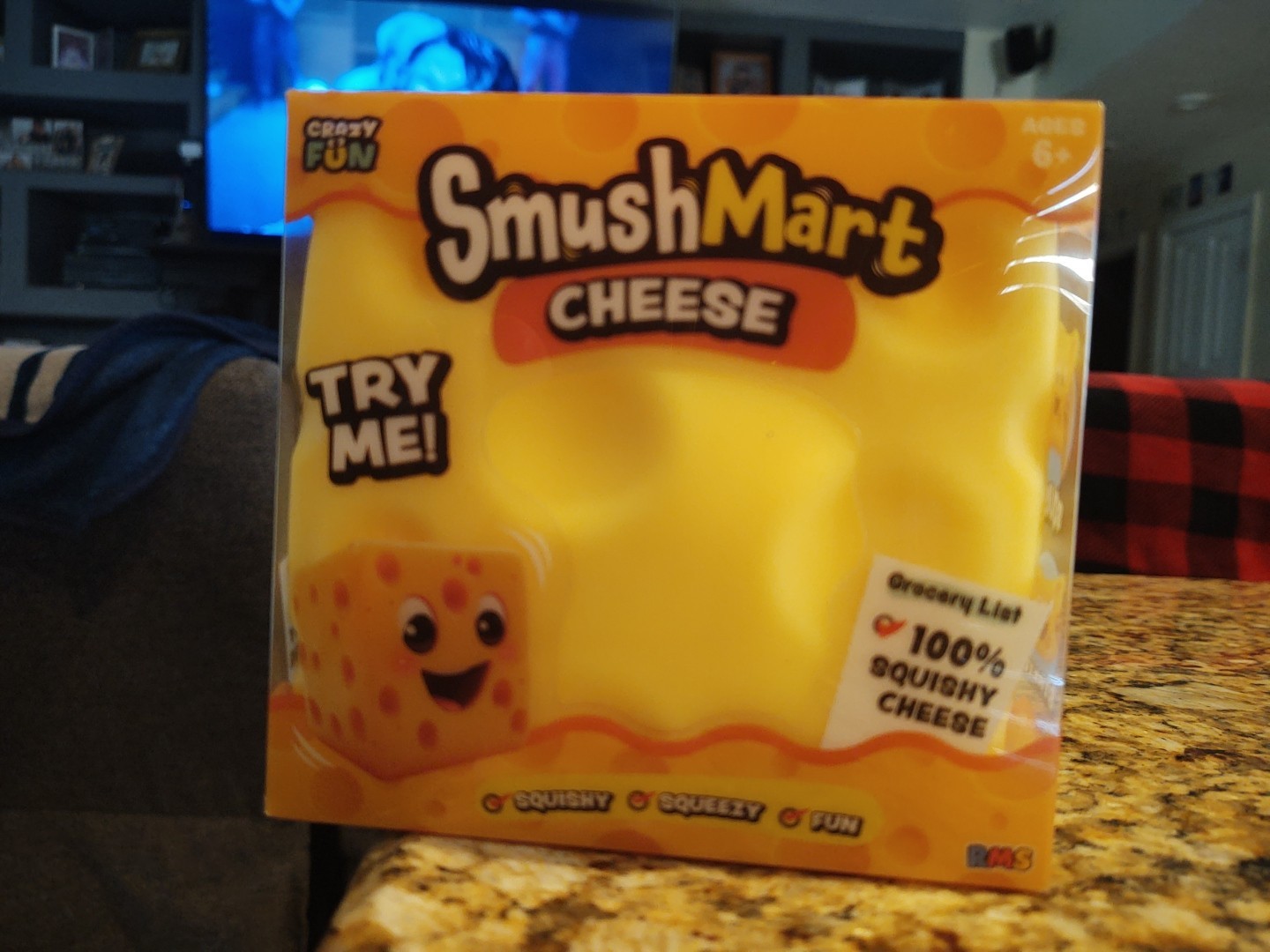NEW Crazy Fun Smush Mart XL Cheese Squishy Toy – Food Fidget Squeeze Stress Ball