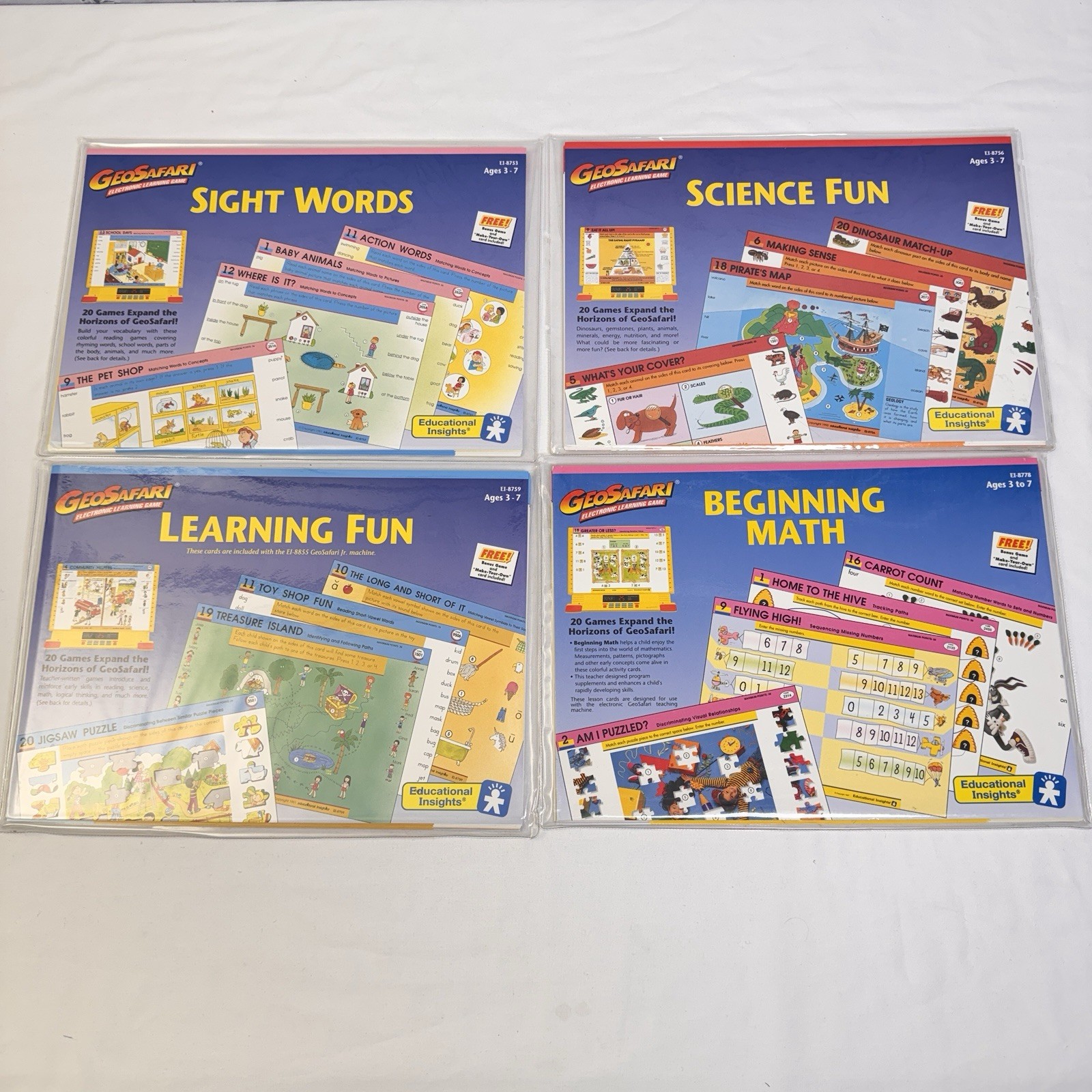 Vintage GEOSAFARI Electronic Learning Game Card Sets Science Math Words Learning