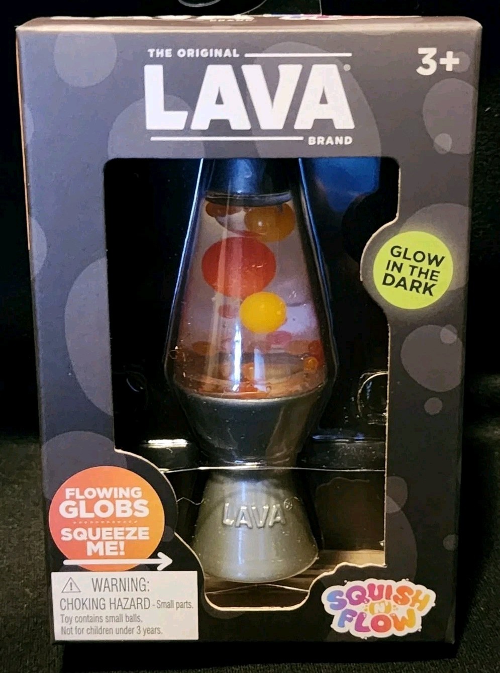 Schylling Lava Squish N Flow Squishy NeeDoh Glow In The Dark Red Lava Lamp New
