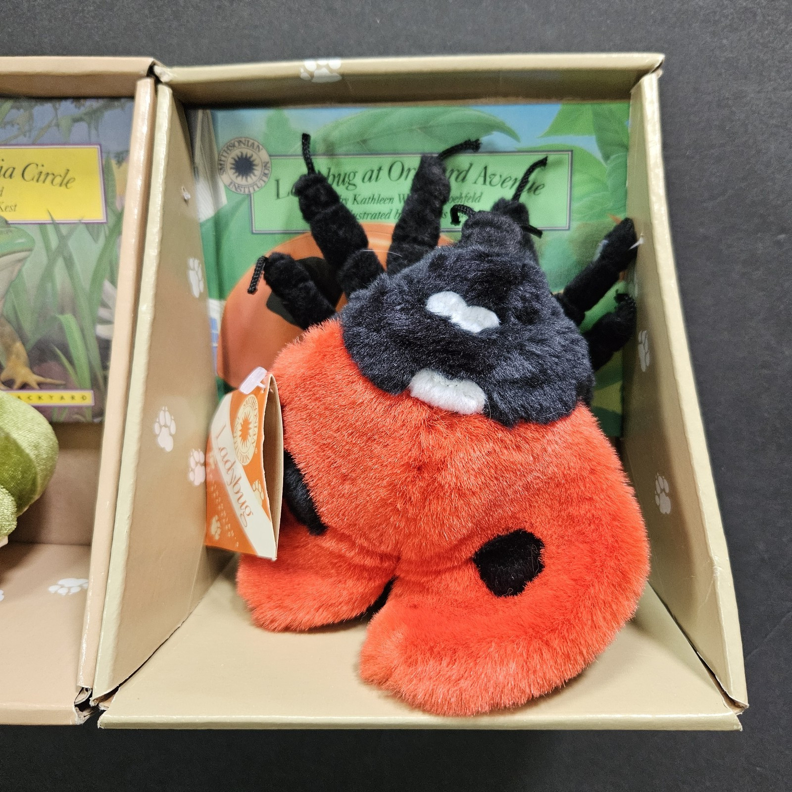 Smithsonian Nature Science Ladybug/Frog Book & Stuffed Animal Plush Toy Lot of 2
