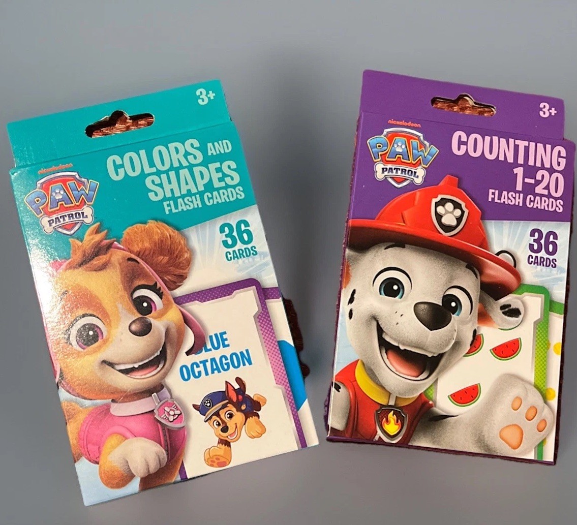 Paw Patrol Learning Flashcards – Set Of 2 – Numbers & Colors/Shapes