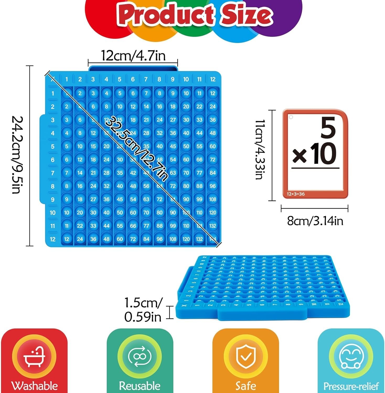 Math Flash Cards + Math Board, Multiplication Flash Card Times Table Chart, M…