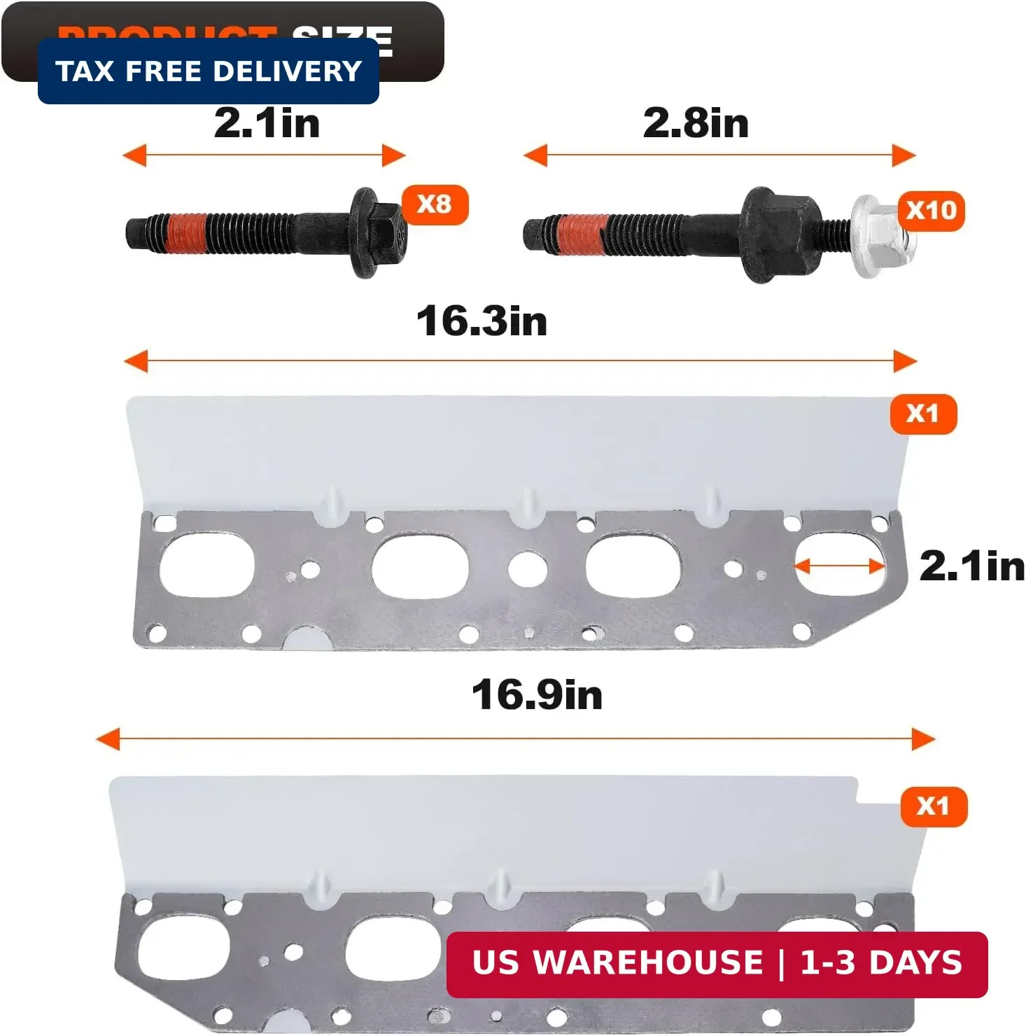 5.7 Exhaust Manifold Gasket Kit with Studs Bolts Nuts Compatible with Ram 1500 2