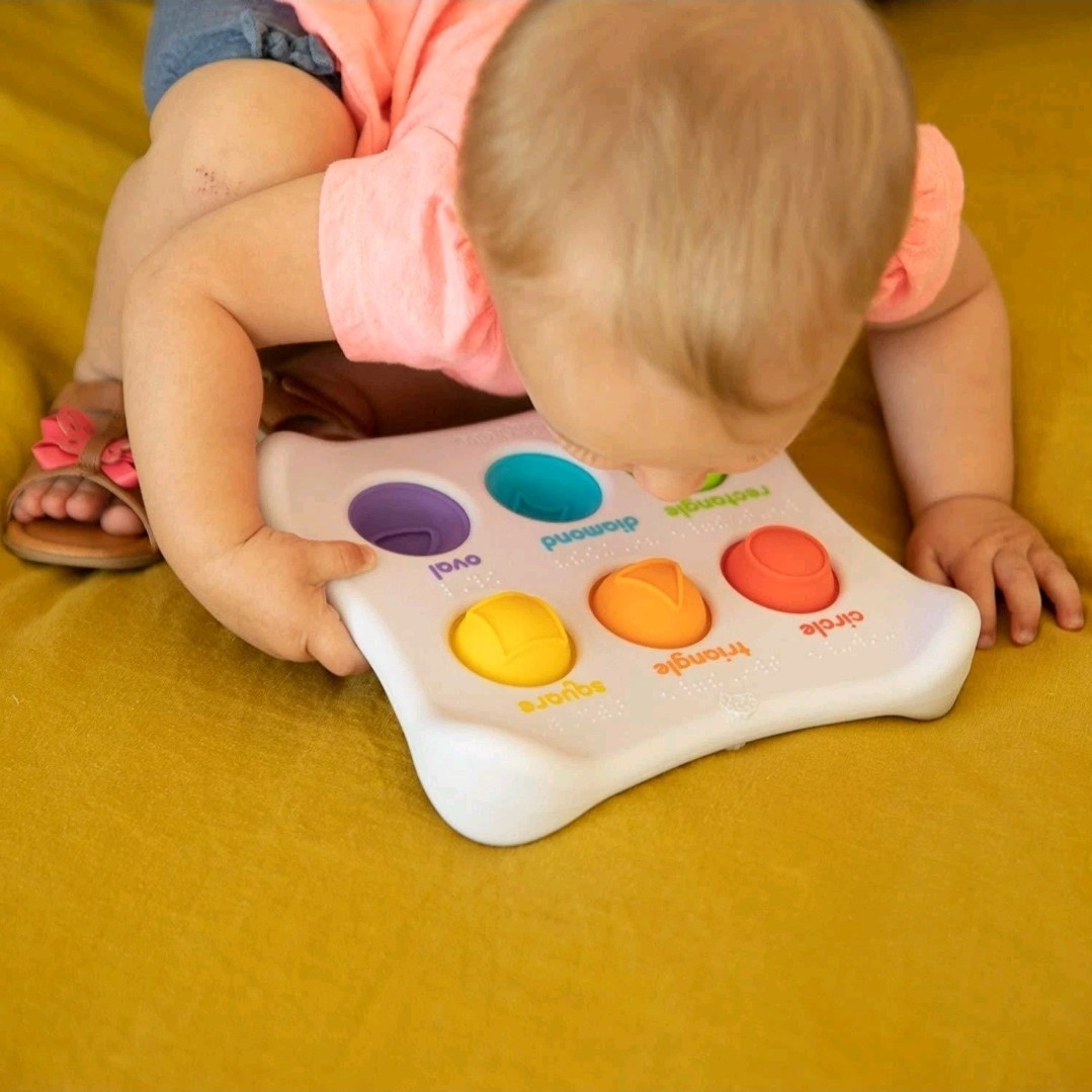 Dimpl Duo Sensory Toy With Braille Colors & Shapes Fat Brain Toys 12m+