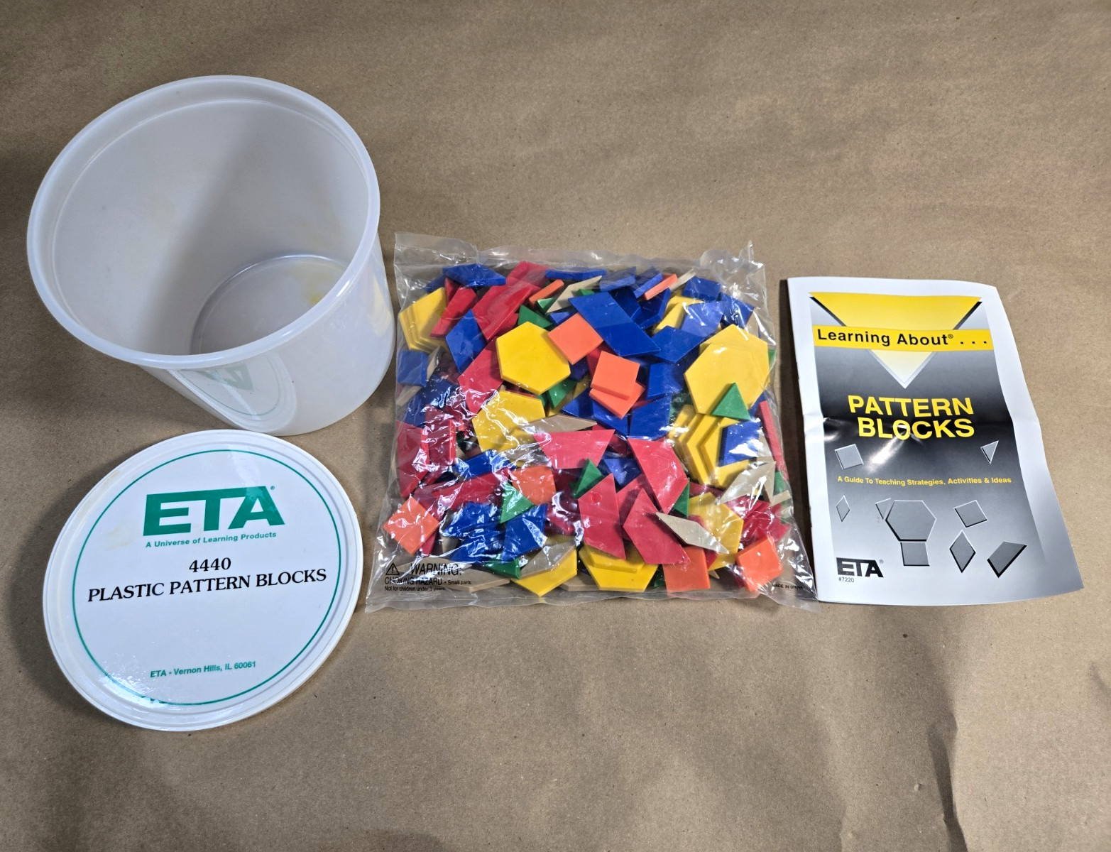 ETA/Cuisenaire Plastic Pattern Blocks Set 4440 with Storage Tub/Container
