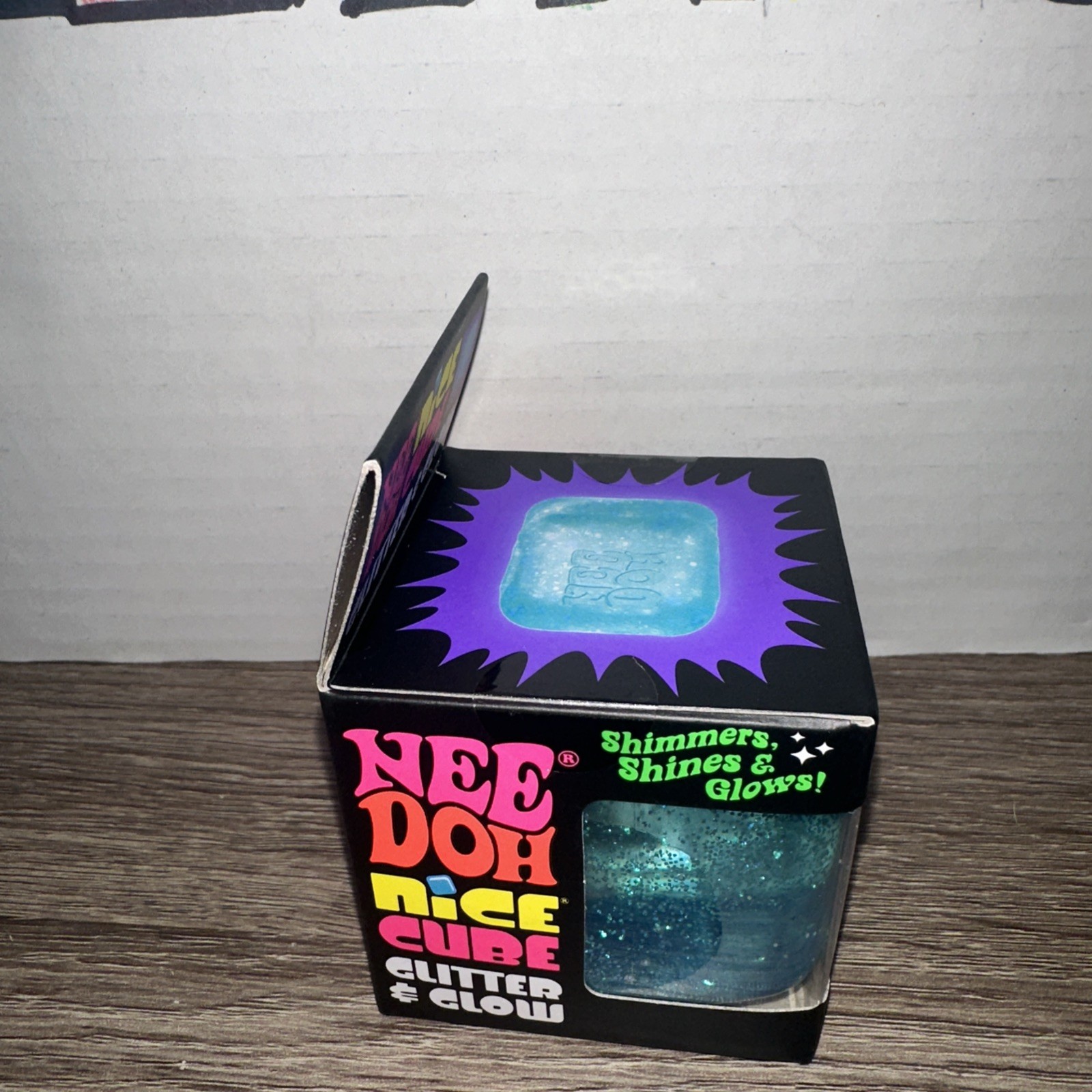 Nee Doh Glitter & Glow Blue Nice Cube USA Seller Authentic
