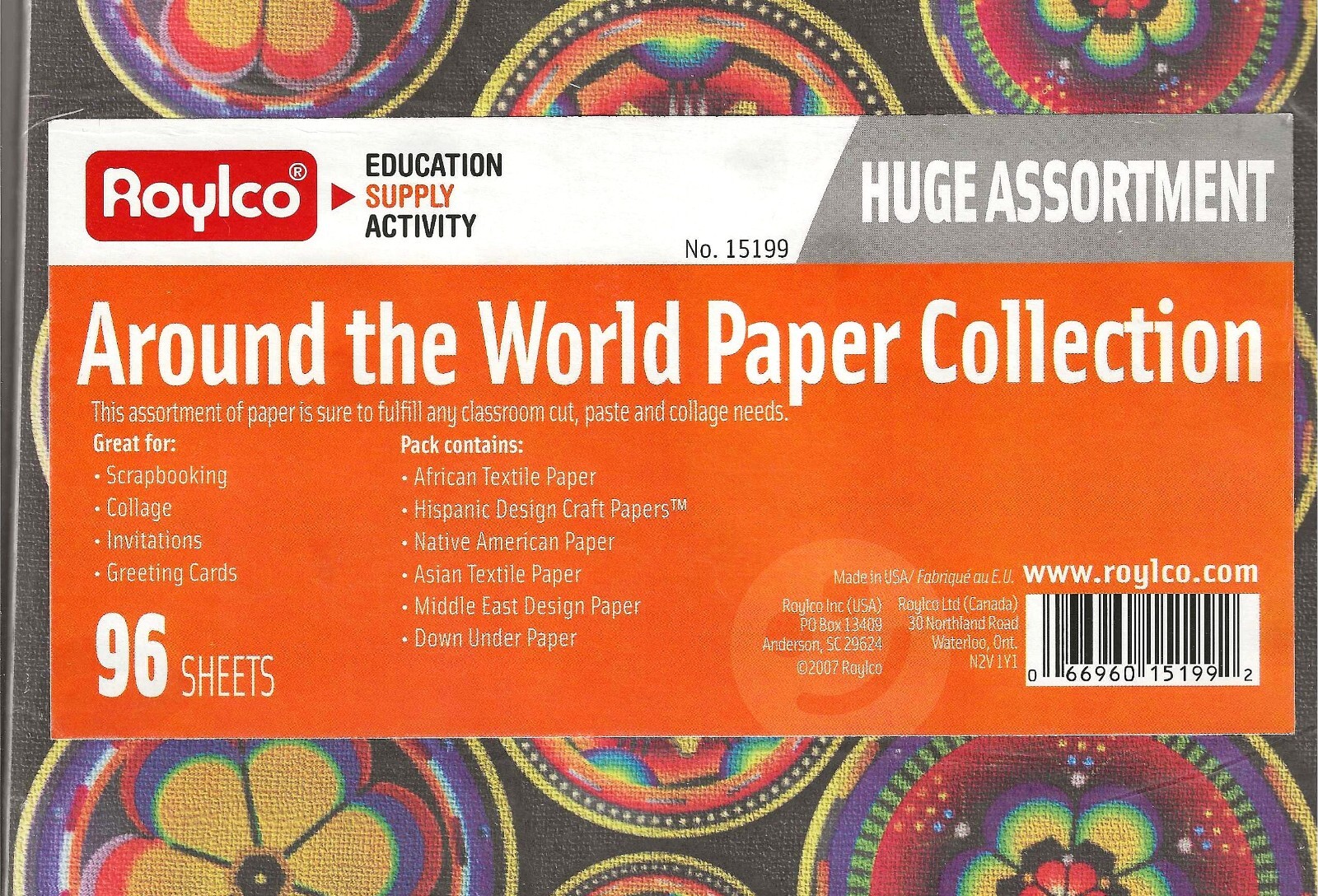 Roylco World Patterns Bulk Paper 8.5″ X 11″, 96 Sheets Multiple Color In Sleeve