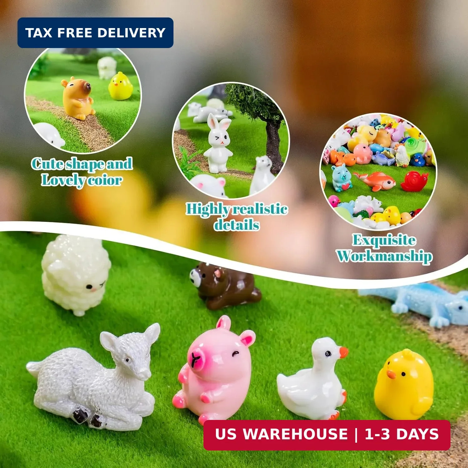 72pcs Mini Resin Animals 72 Styles Variety Tiny Animals Figures Miniature Little