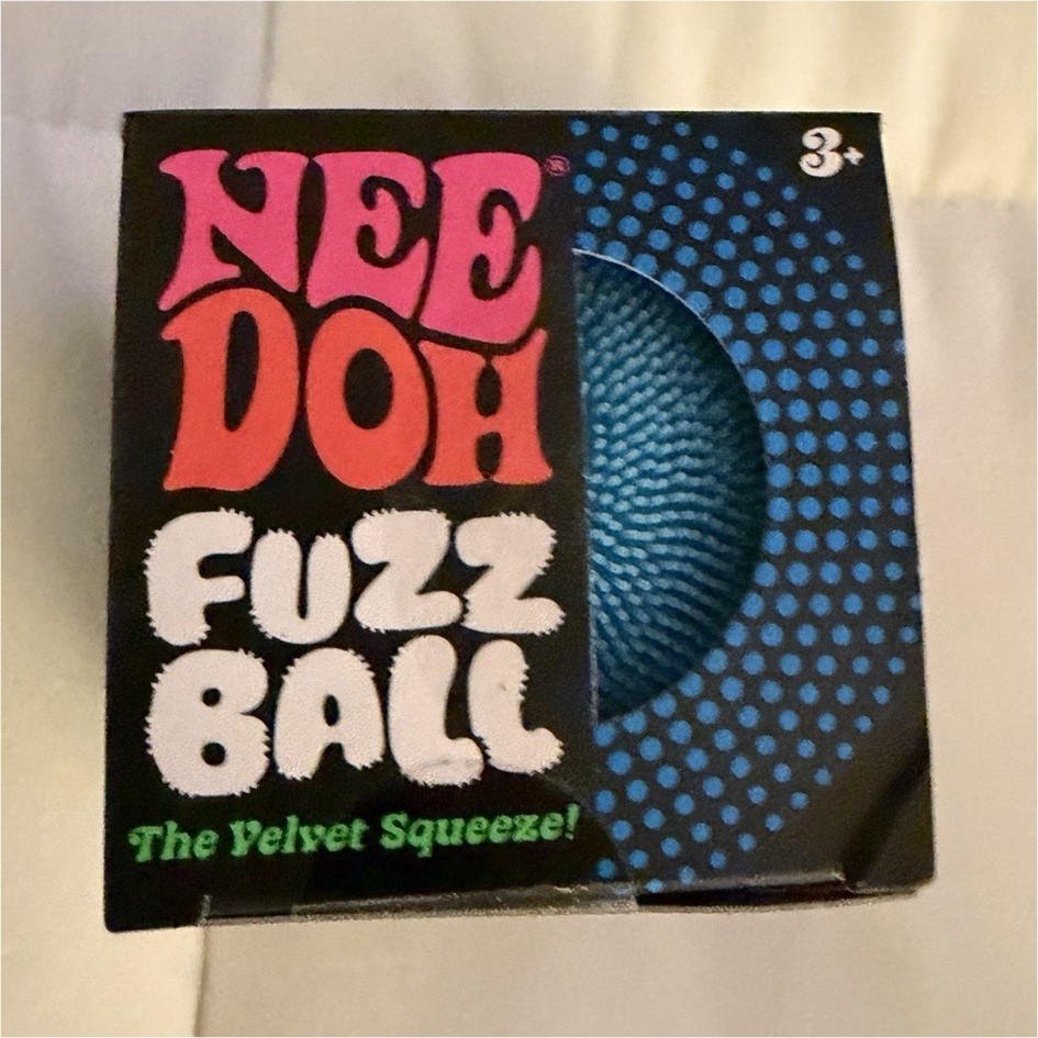 Nee Doh Fuzz Ball Velvet Tactile Squeeze Toy, Blue, Ages 3+, 3-4 Years