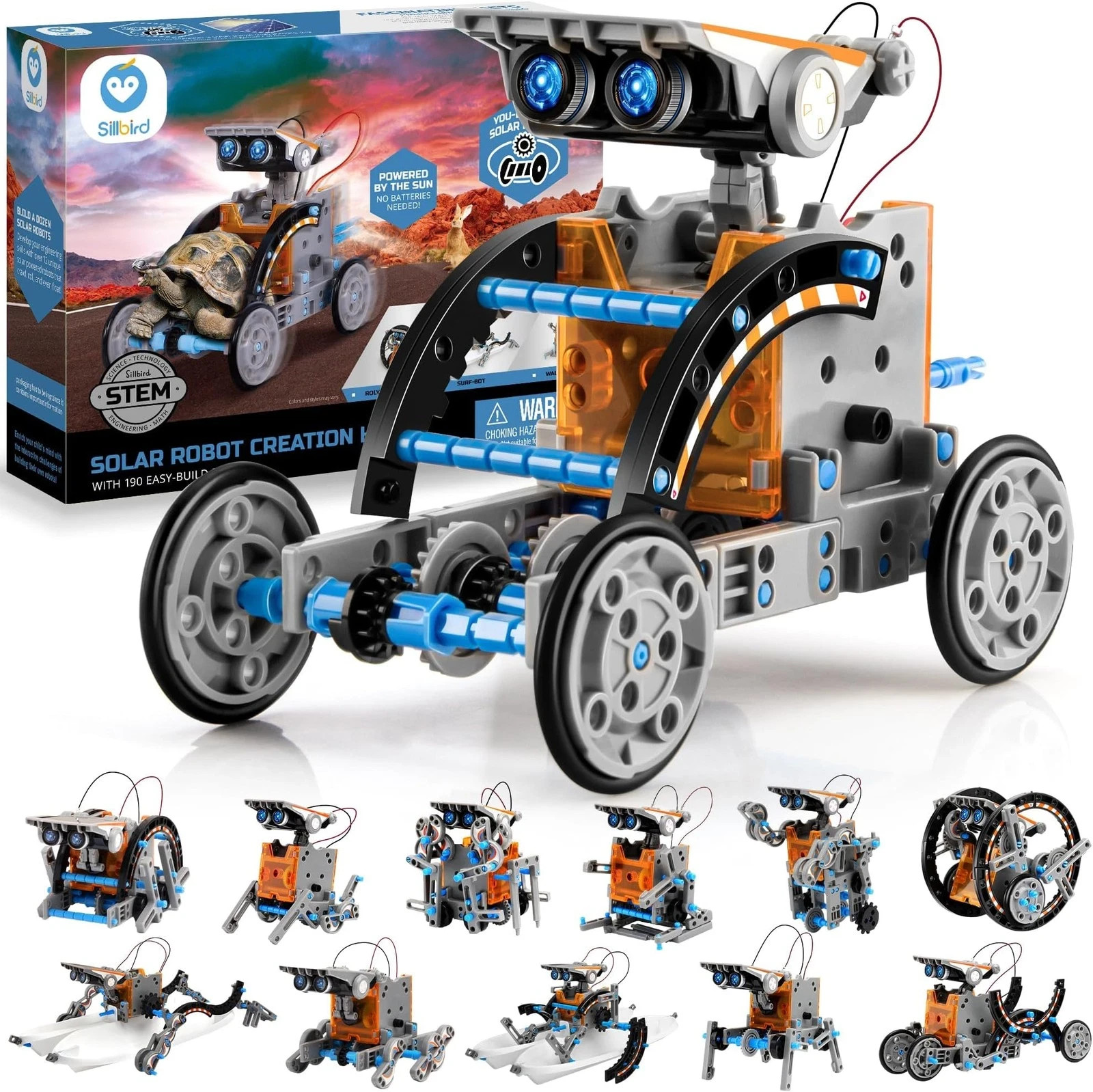 Sillbird 12-in-1 Solar Robot Building Kit STEM Gift for Boys Aged 8-13, DIY S…