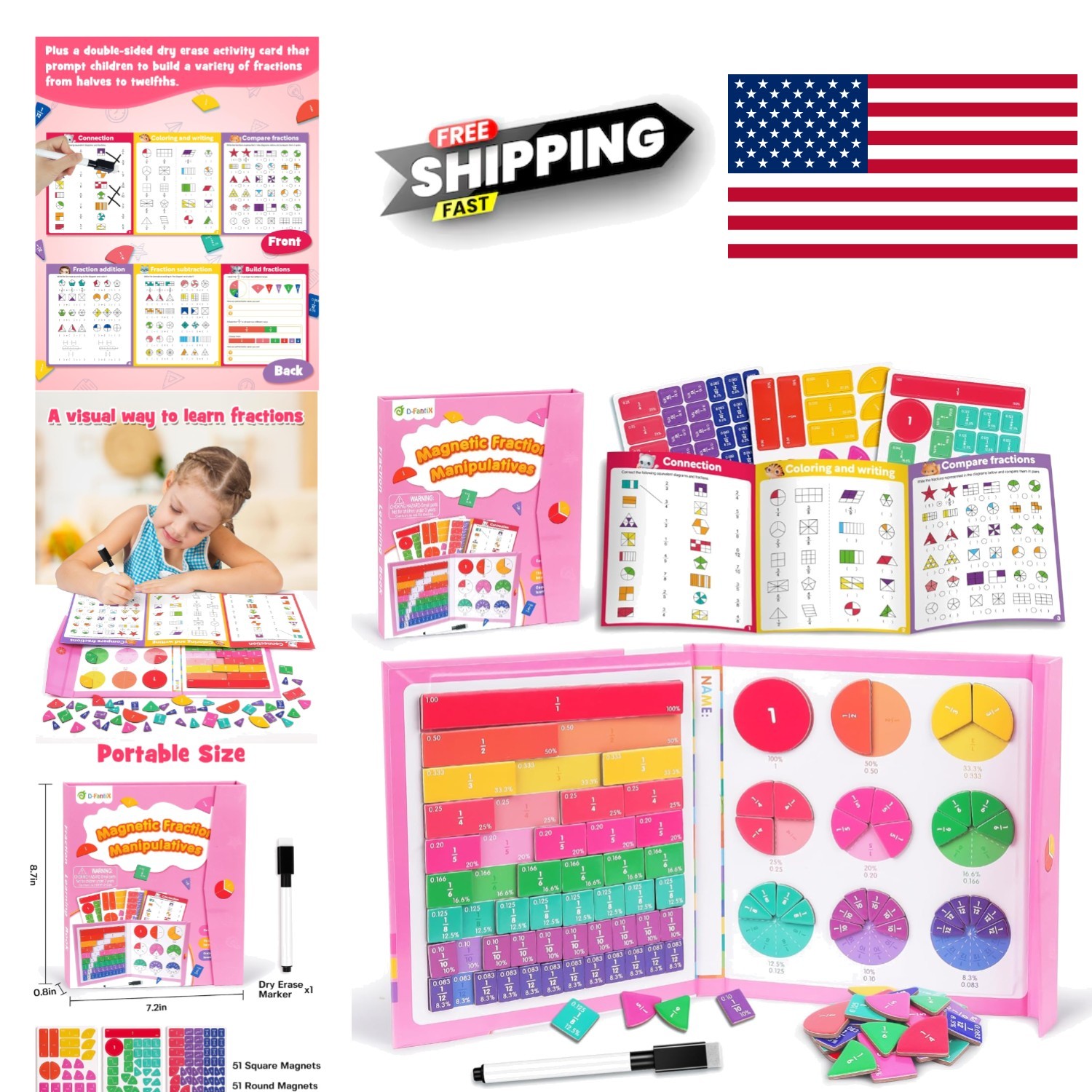 Magnetic Fraction Tiles and Circles Set for Visual Learning in Elementary School