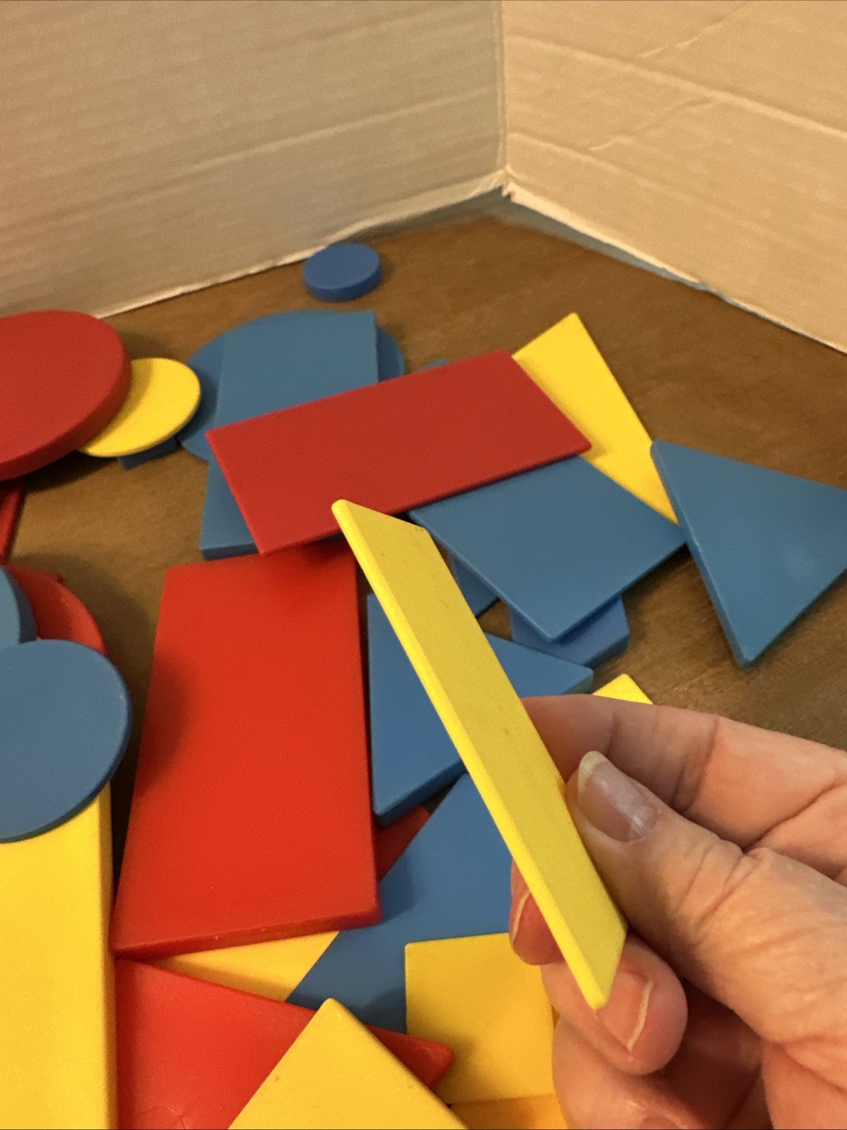 LOT of Thick Thin Lg Sm Multi-Color Geometric 2-D Shapes Math Manipulatives 70+