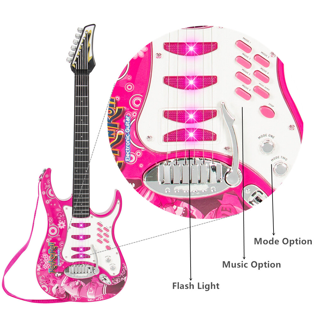 Kids Multi-color Electric Guitar Set MP3 Player Learning Toys Microphone, Amp