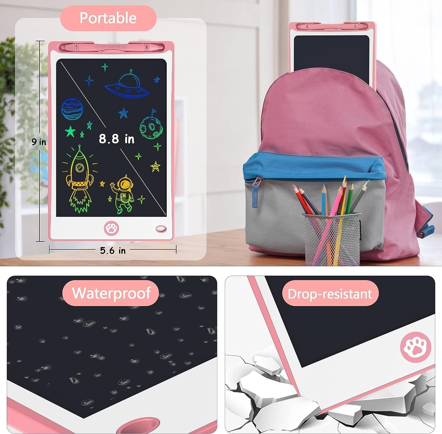 LCD Writing Tablet 8.8″ Kids Drawing Pad Toy for Boys Girls Ages 3–7