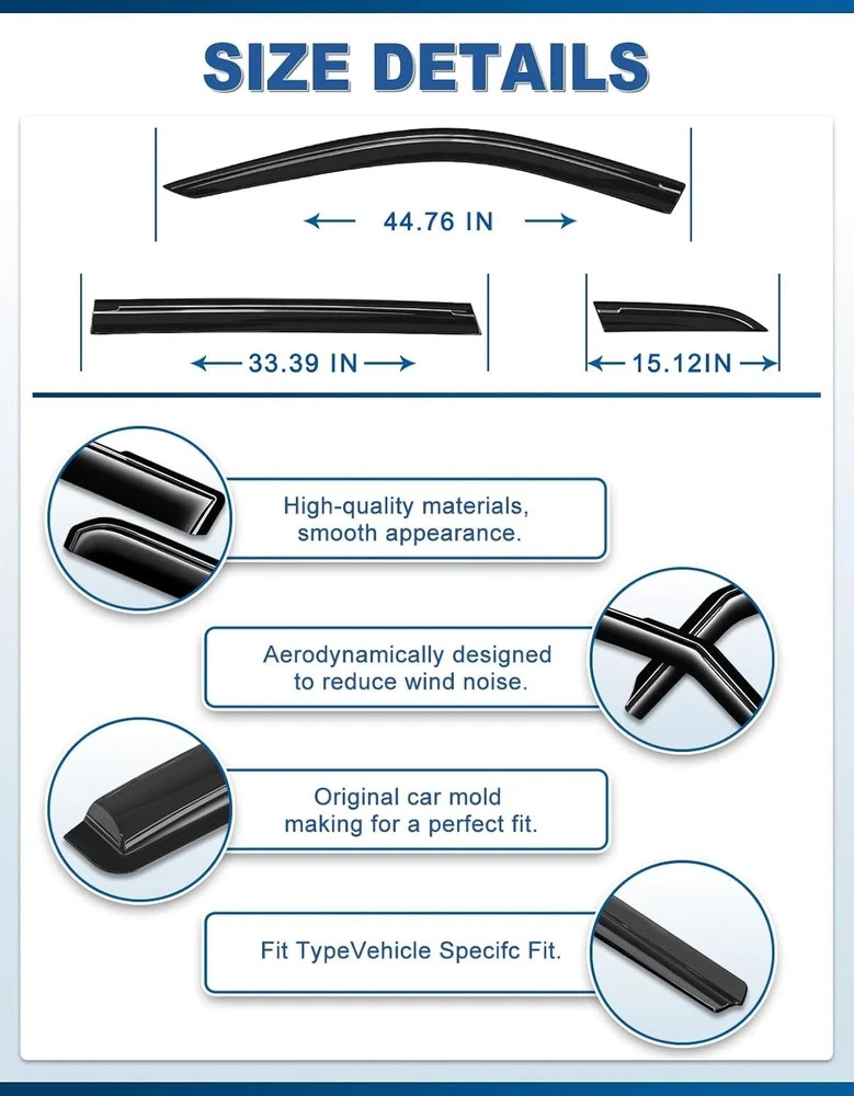 6pcs Out-Channel Window Rain Guards Fit for Honda CRV CR-V 2023 2024 2025 2026,E