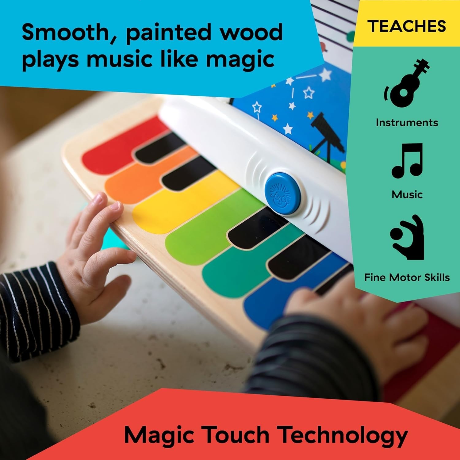 Hape Magic Touch Piano Wooden Musical Toddler Toy, Age 6 Months and Up